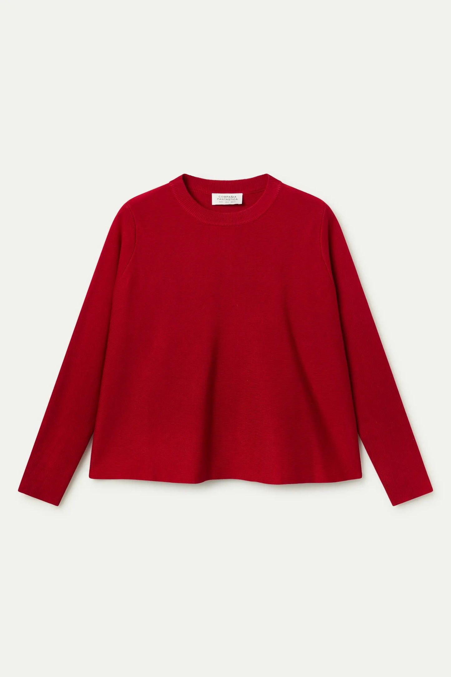Red flared knit sweater