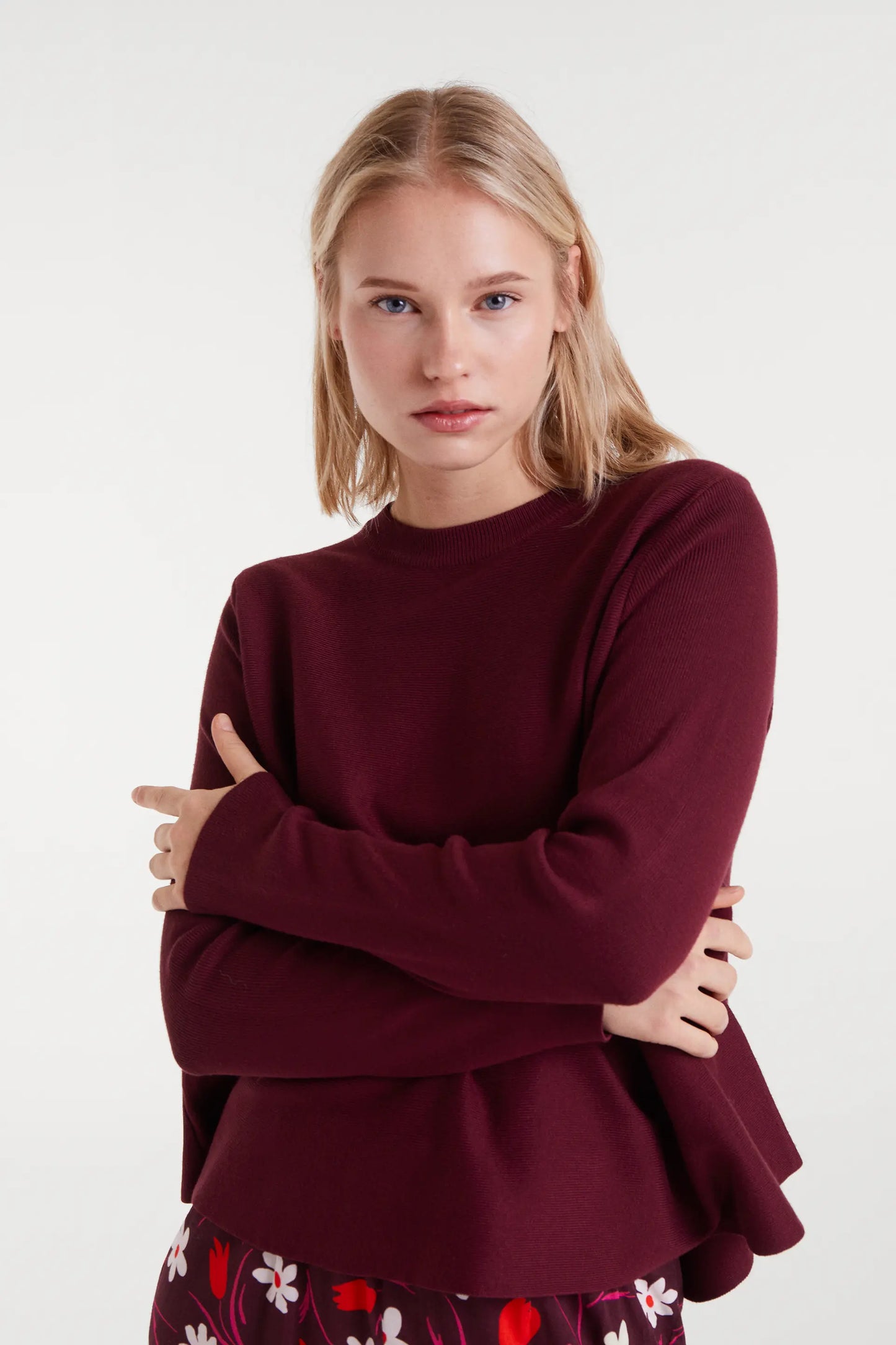 Jersey de punto envasé burdeos