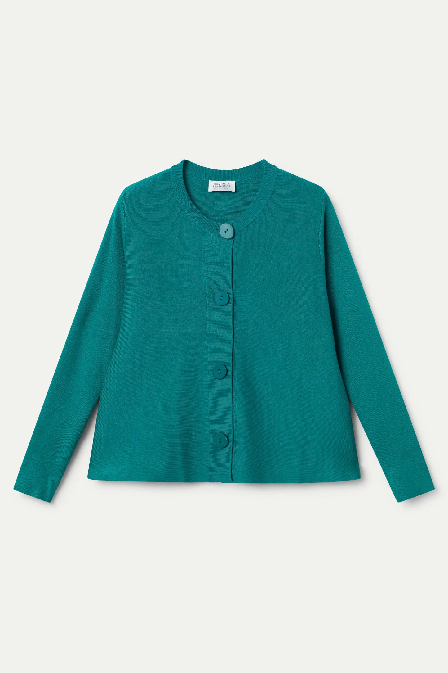 Cardigan verde svasato in maglia