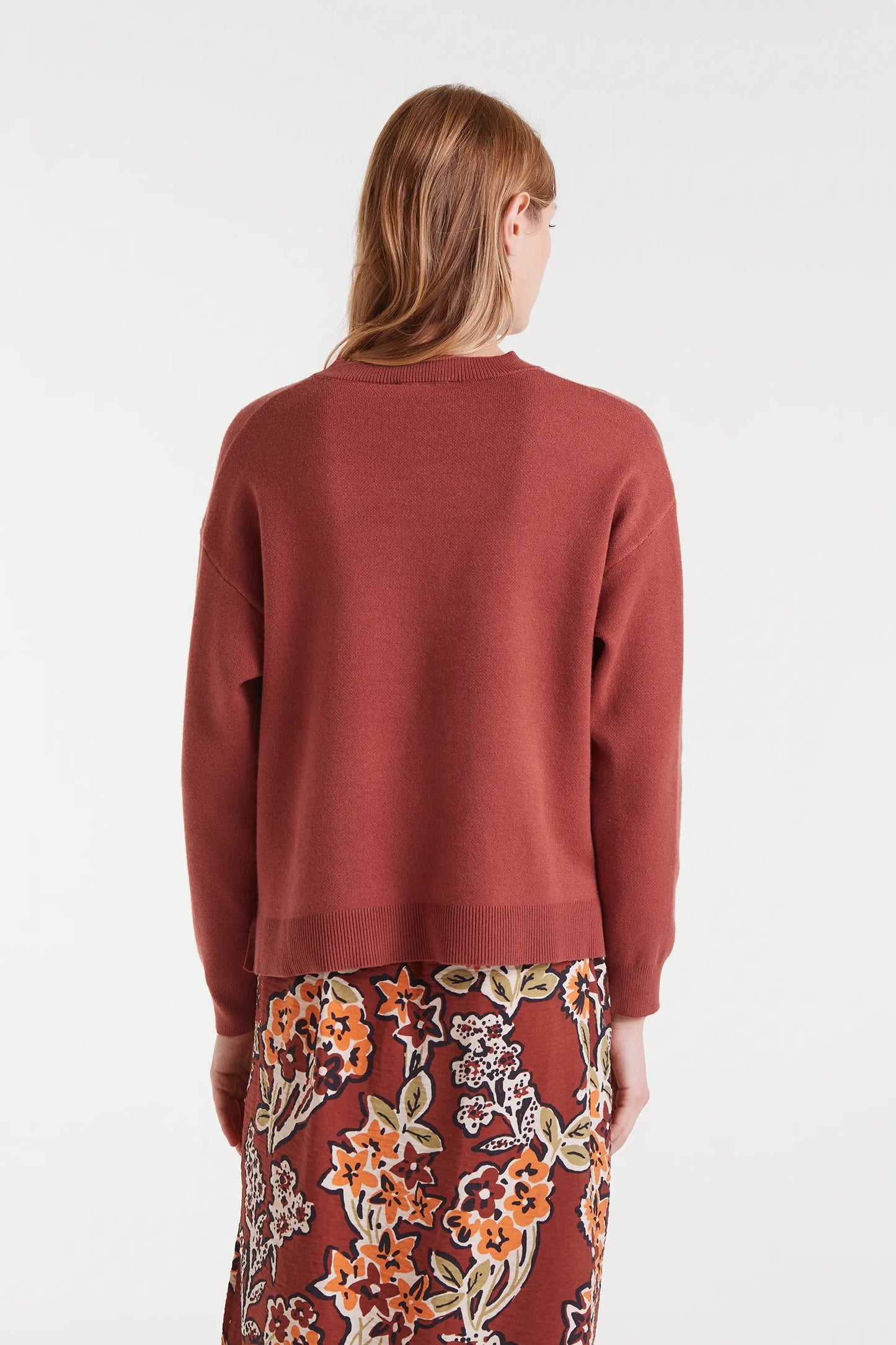 Maglione in maglia jacquard con stampa bouquet