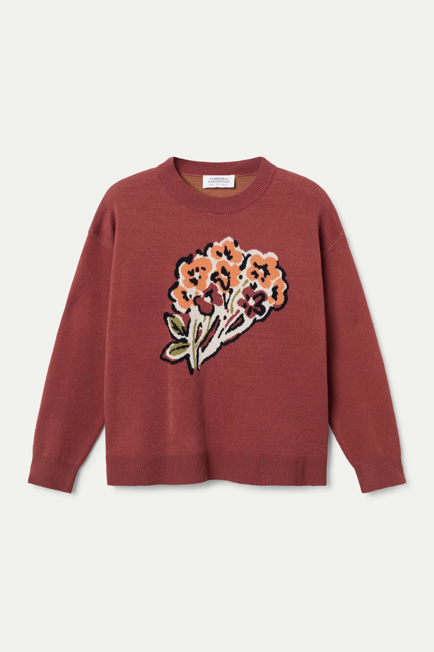 Maglione in maglia jacquard con stampa bouquet