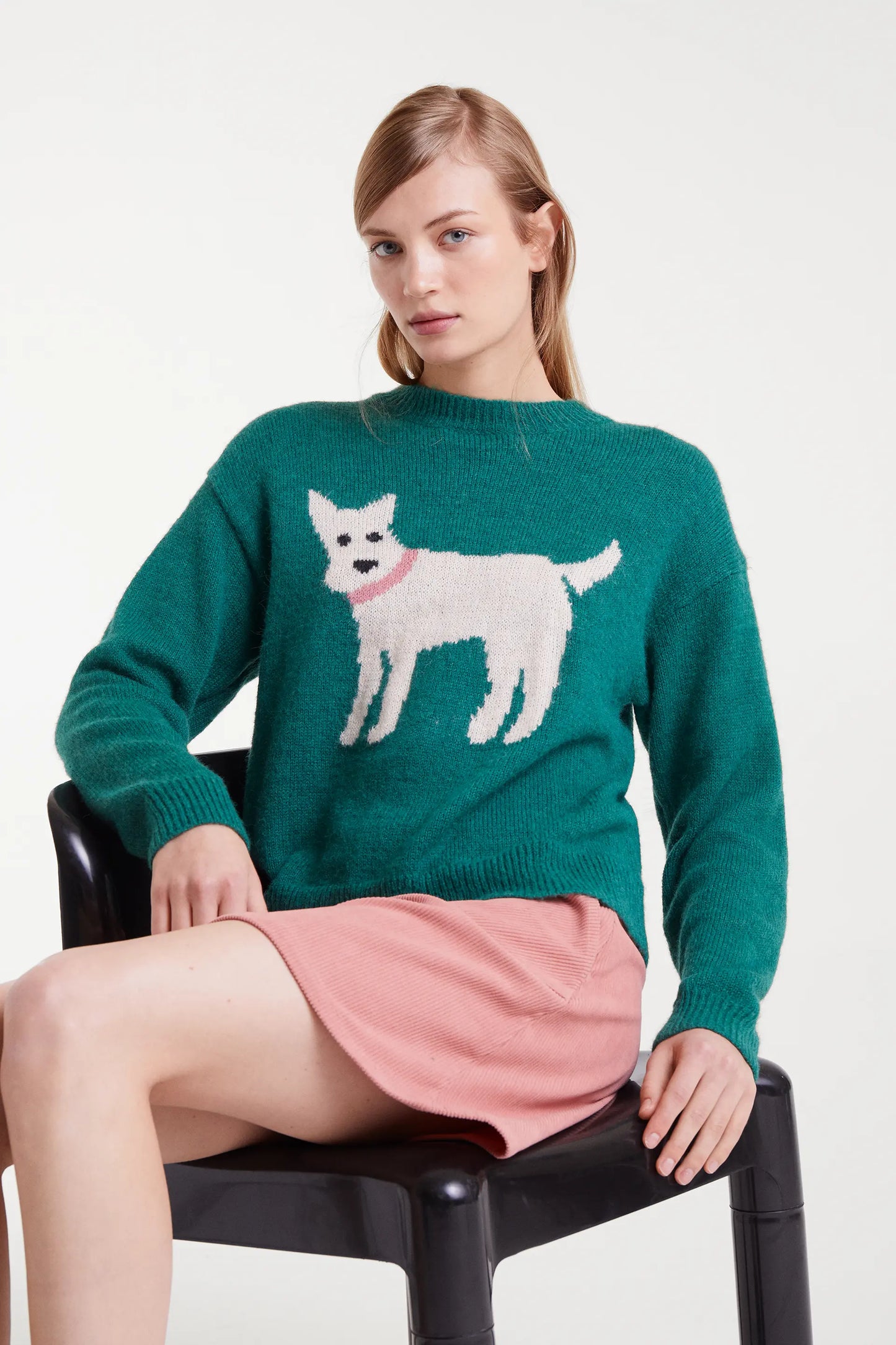 Maglione in maglia jacquard con stampa di cane schnauzer