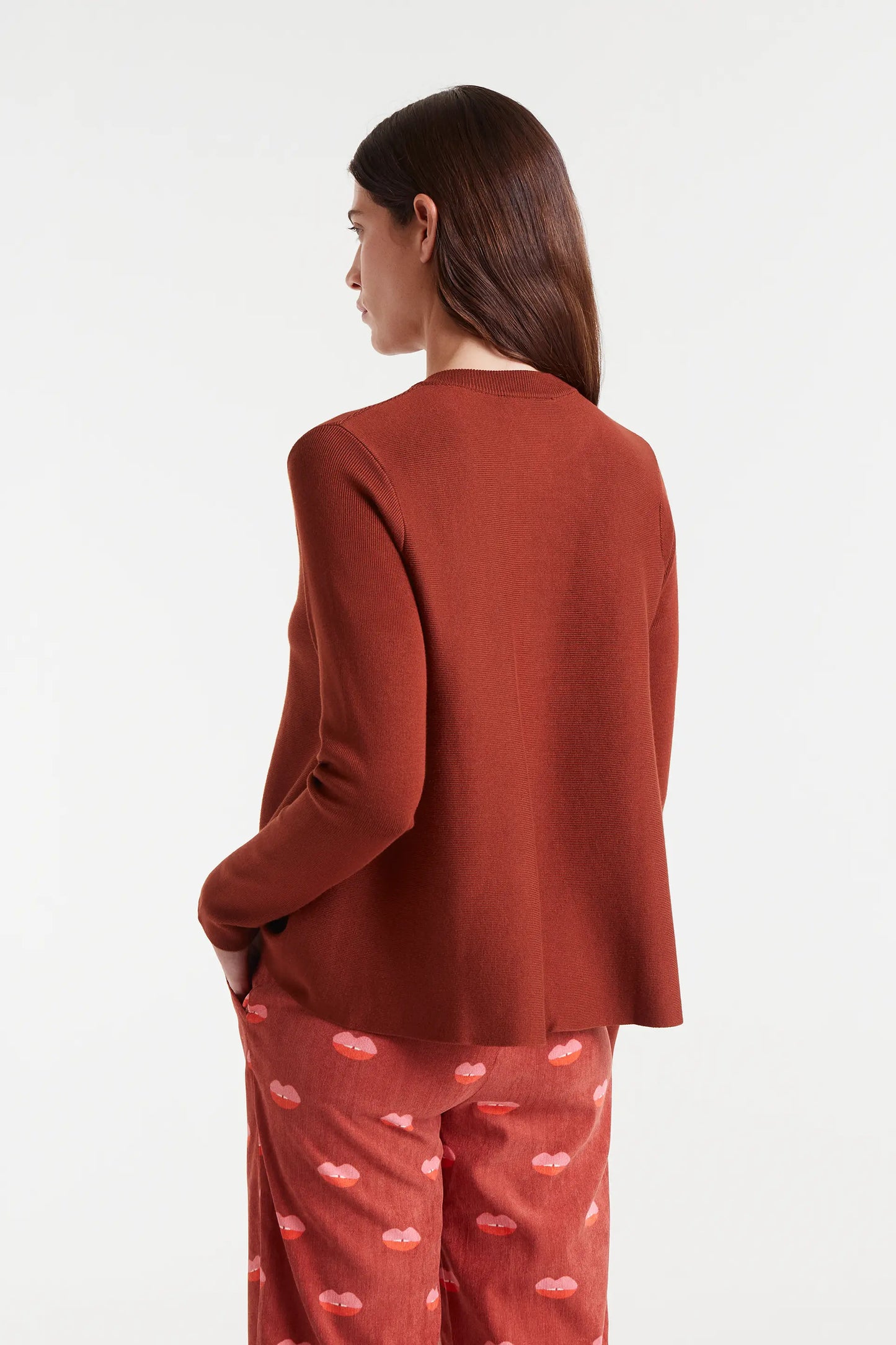 Cárdigan de punto envasé marrón