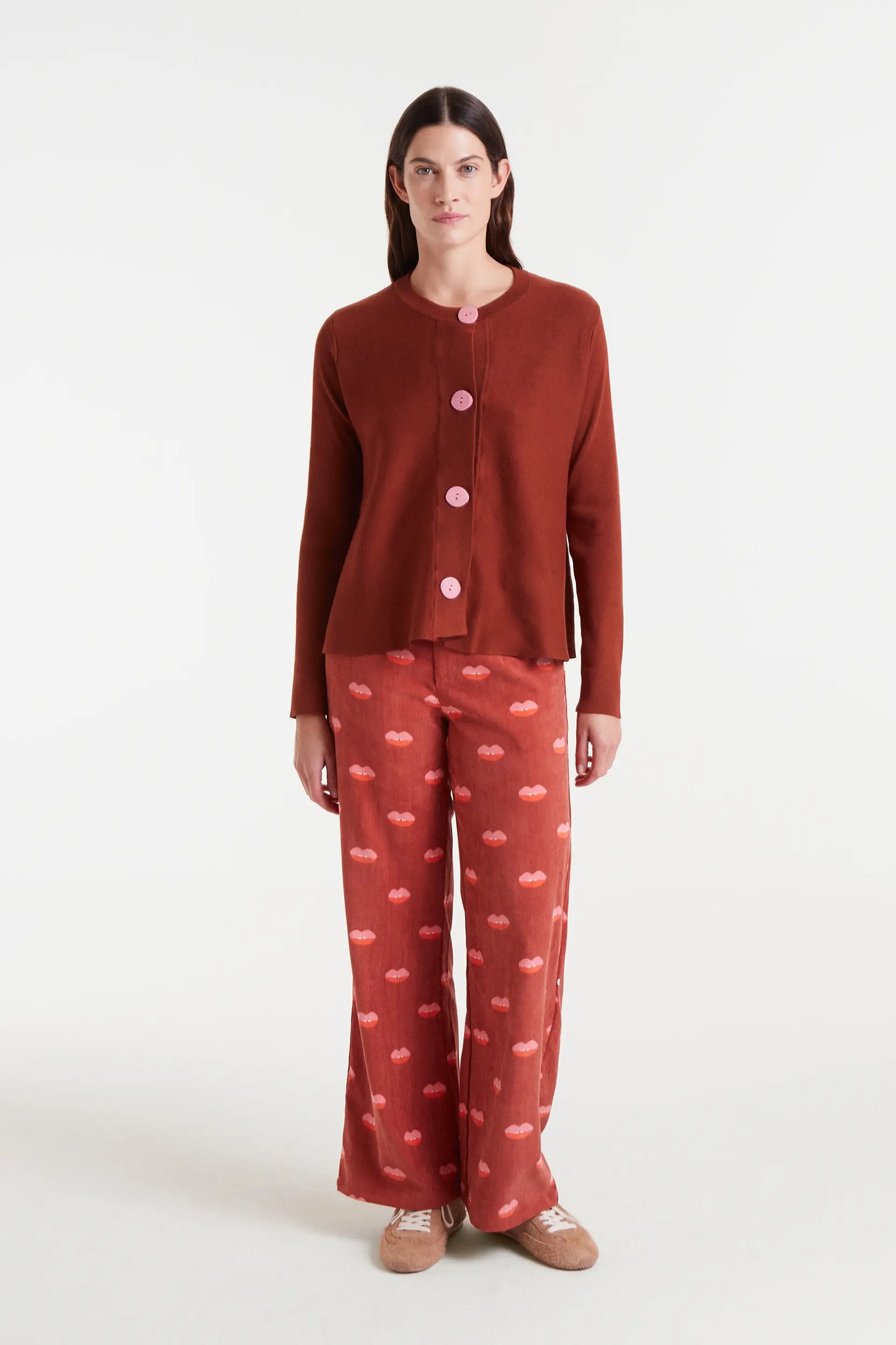 Cárdigan de punto envasé marrón