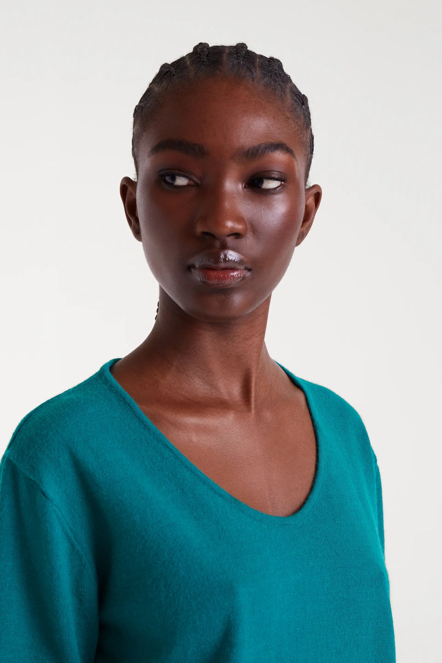 Jersey de punto cuello pico verde