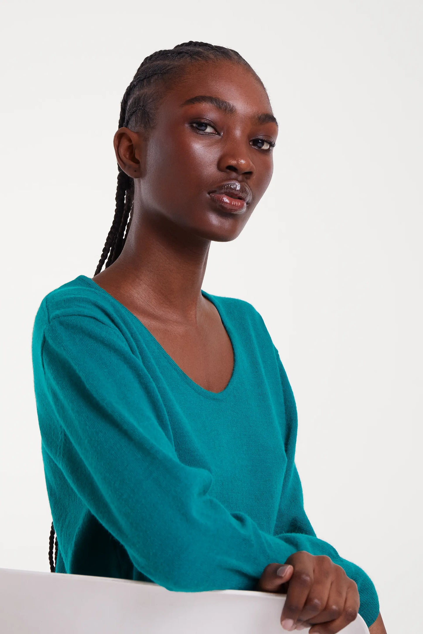 Jersey de punto cuello pico verde