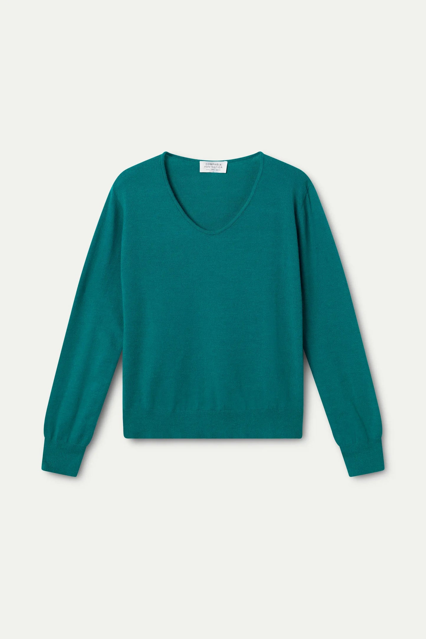 Jersey de punto cuello pico verde