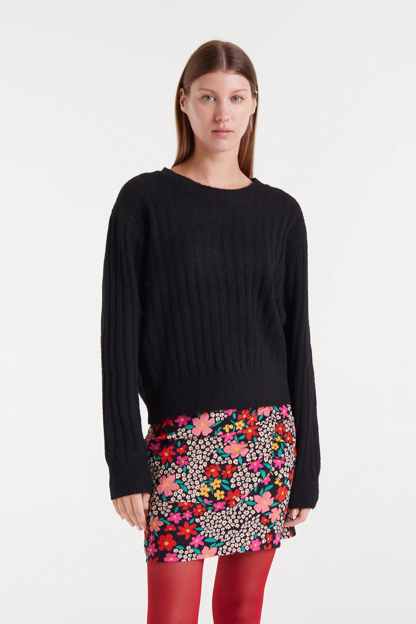 Black striped knit sweater