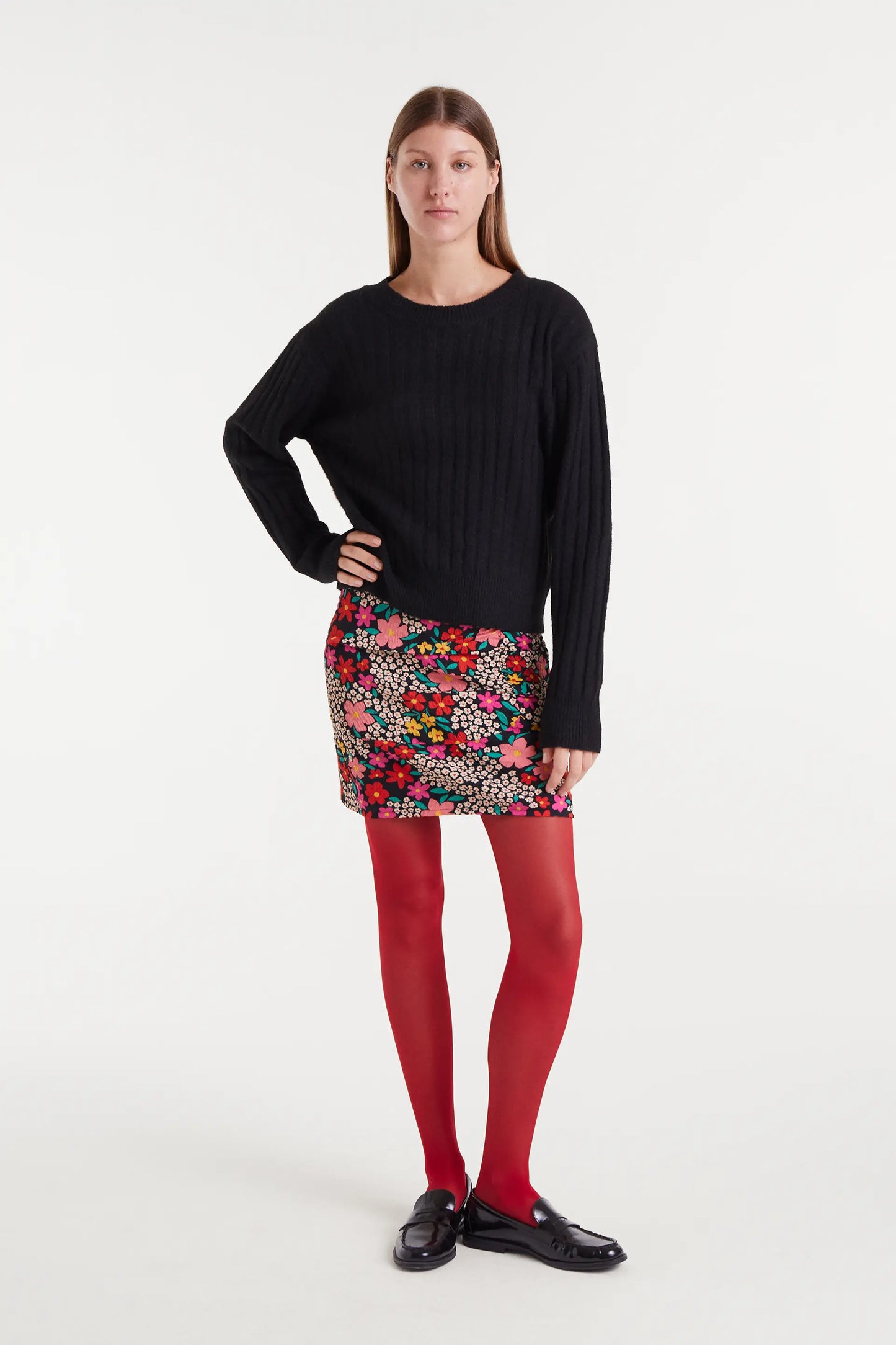 Black striped knit sweater