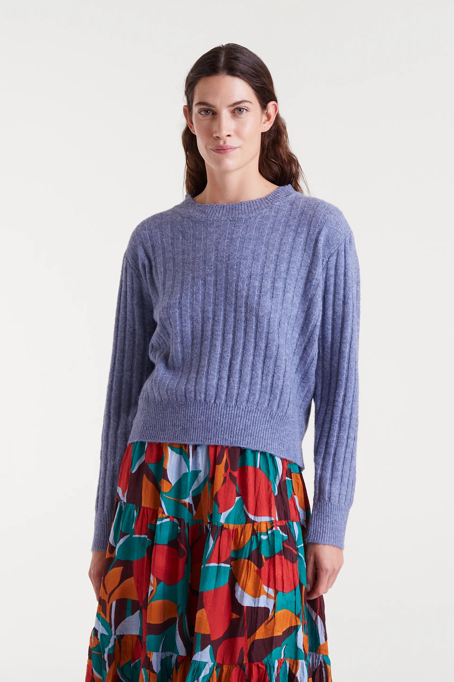 Blue striped knitted sweater