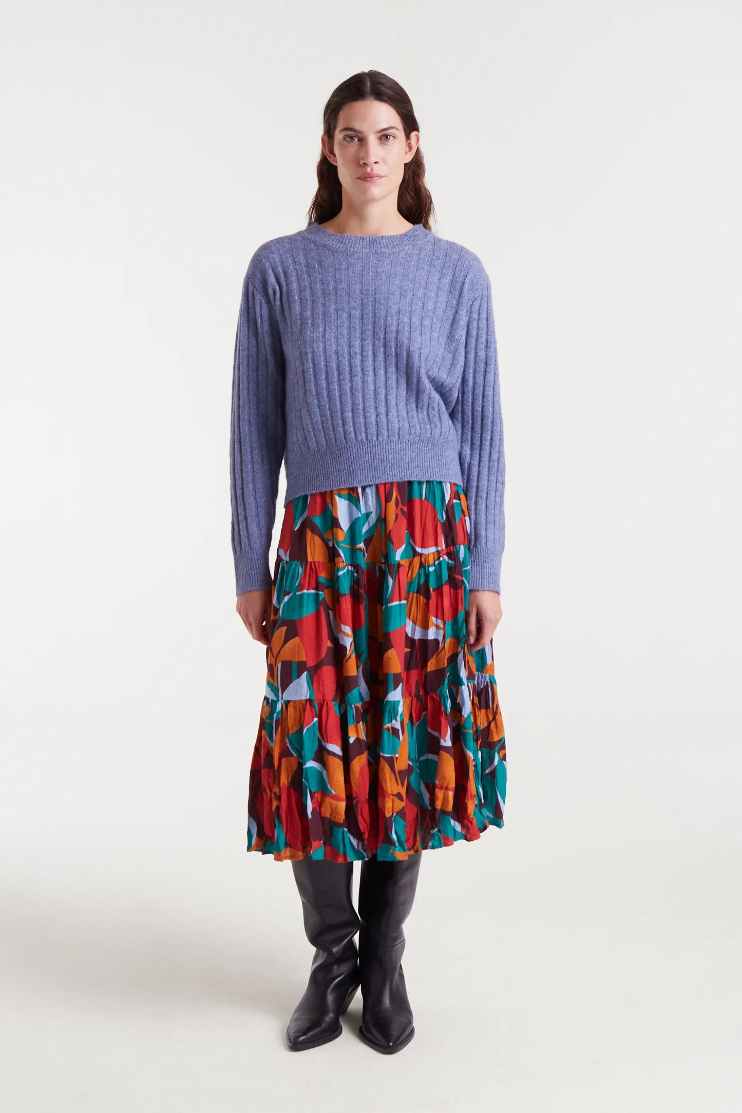 Blue striped knitted sweater