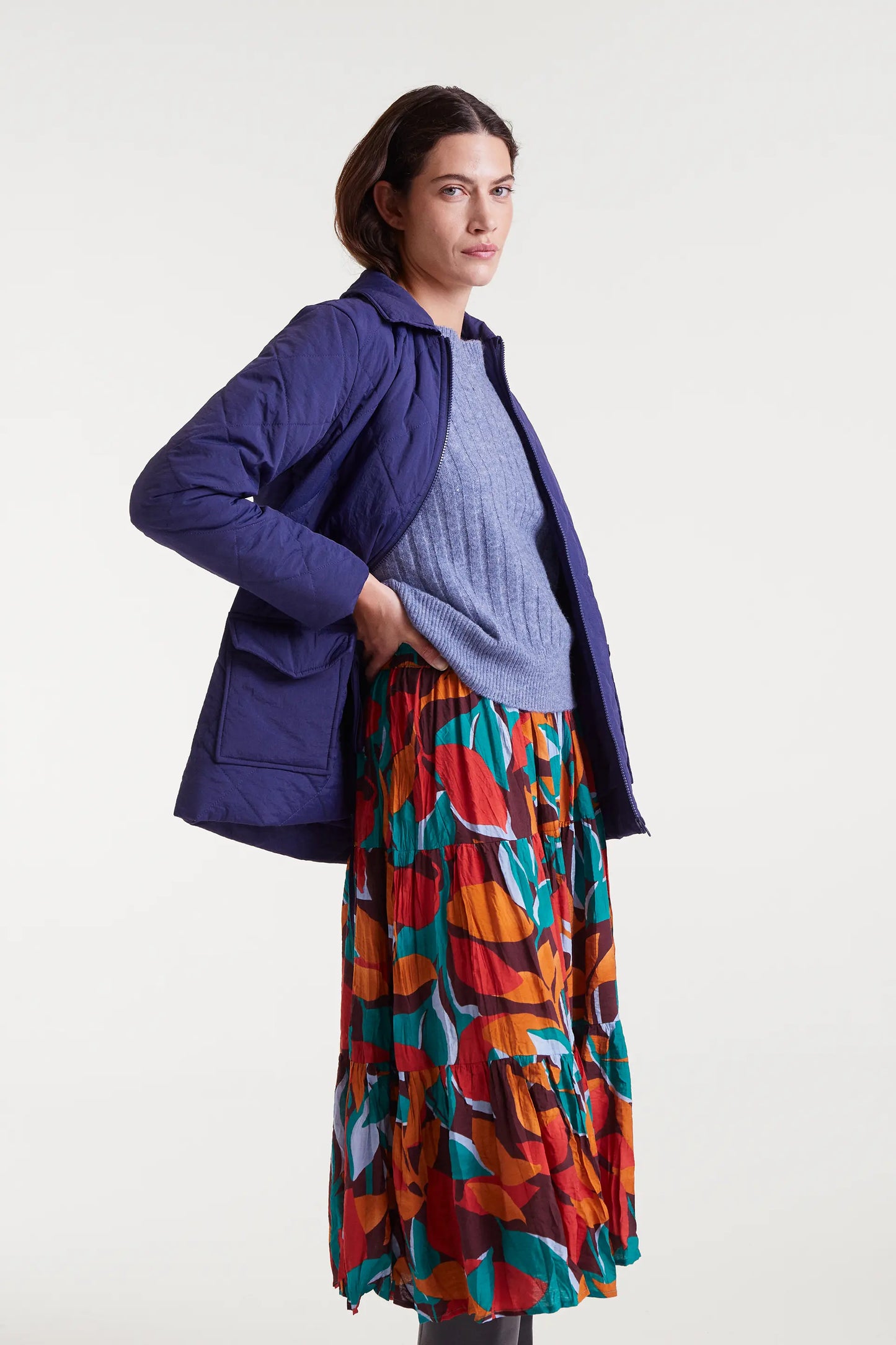 Blue striped knitted sweater