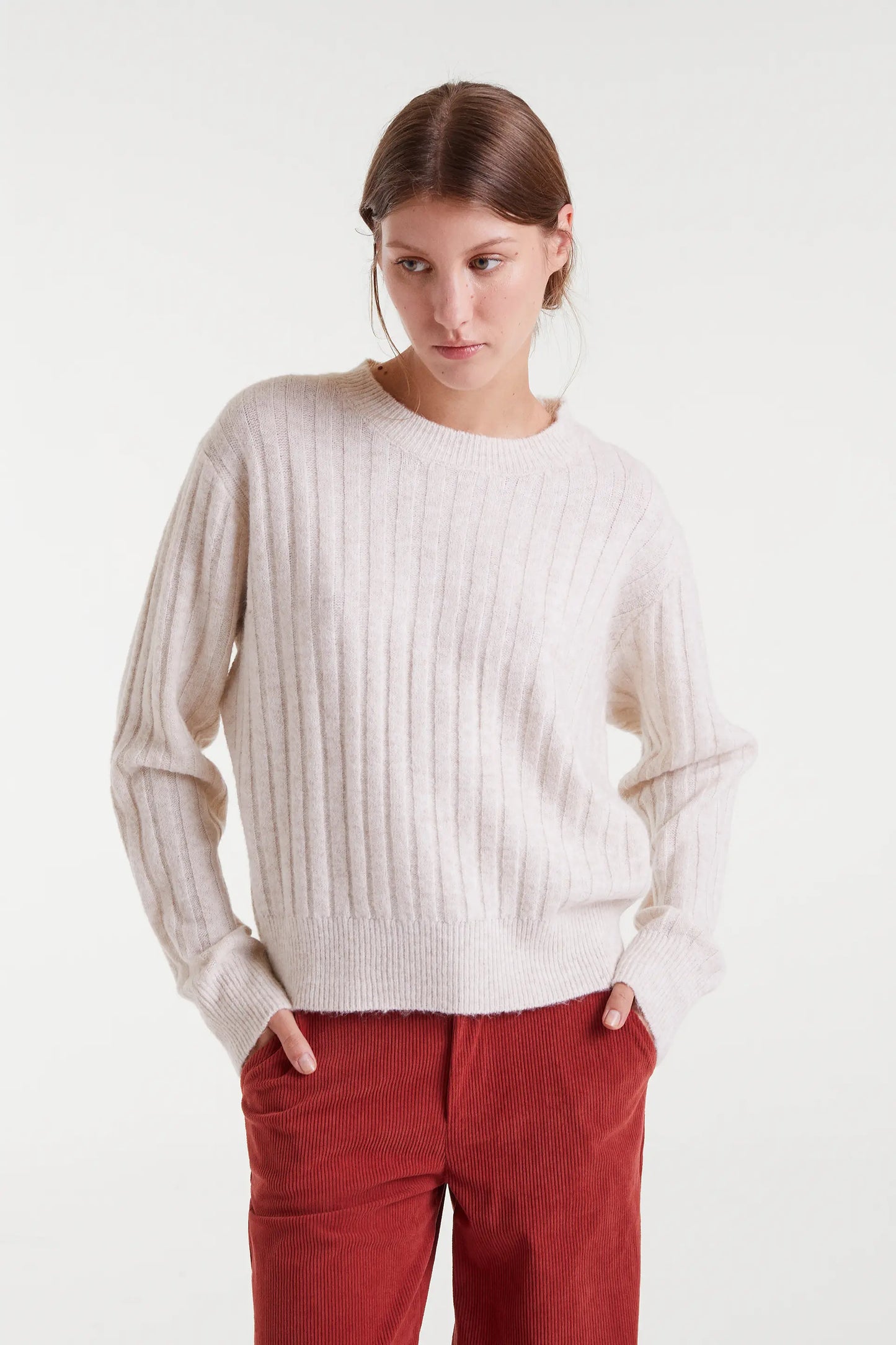 White striped knitted sweater