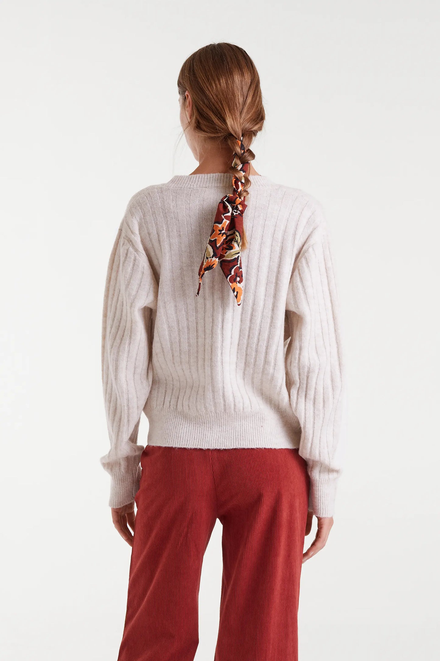 White striped knitted sweater