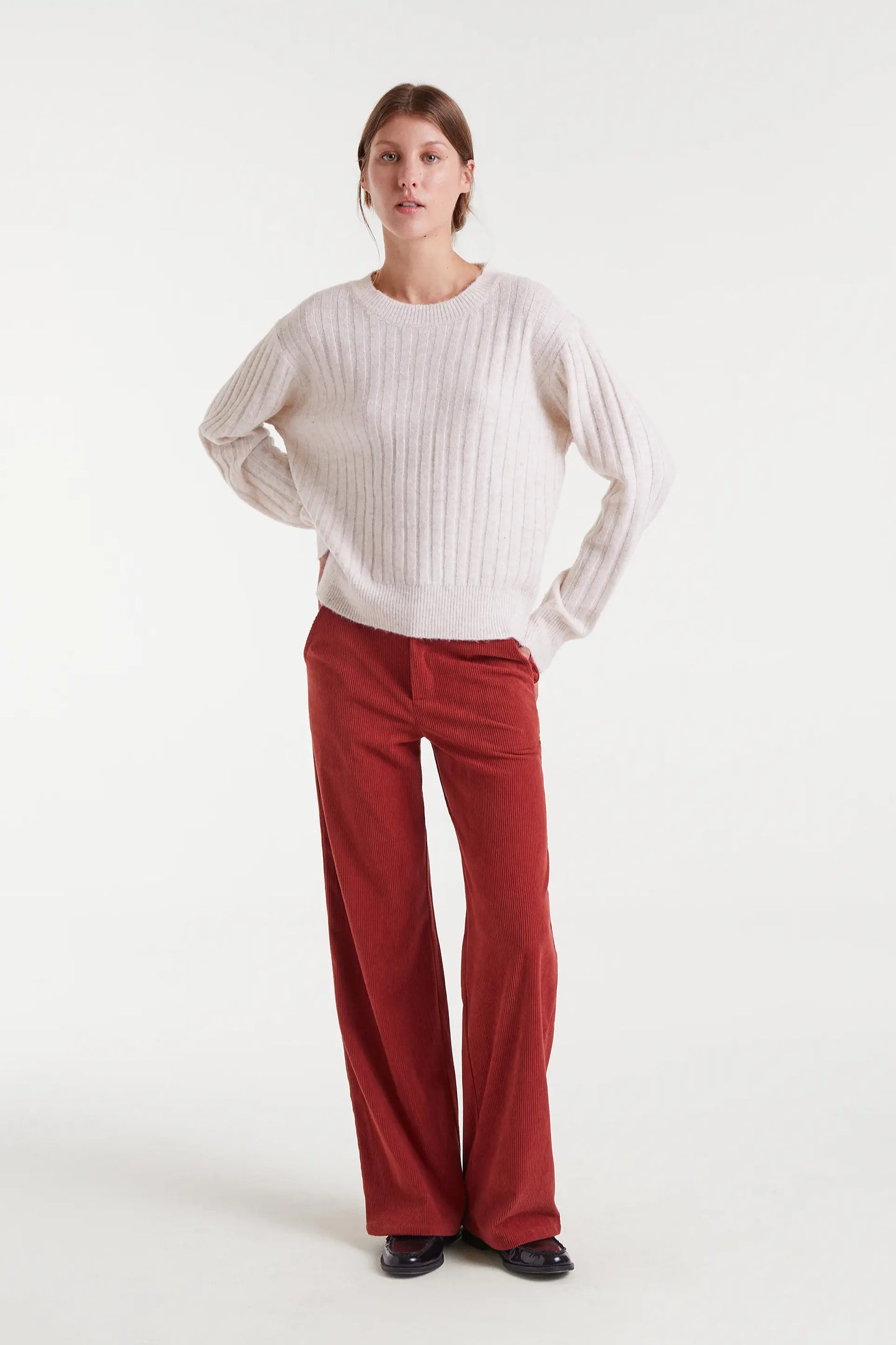 White striped knitted sweater