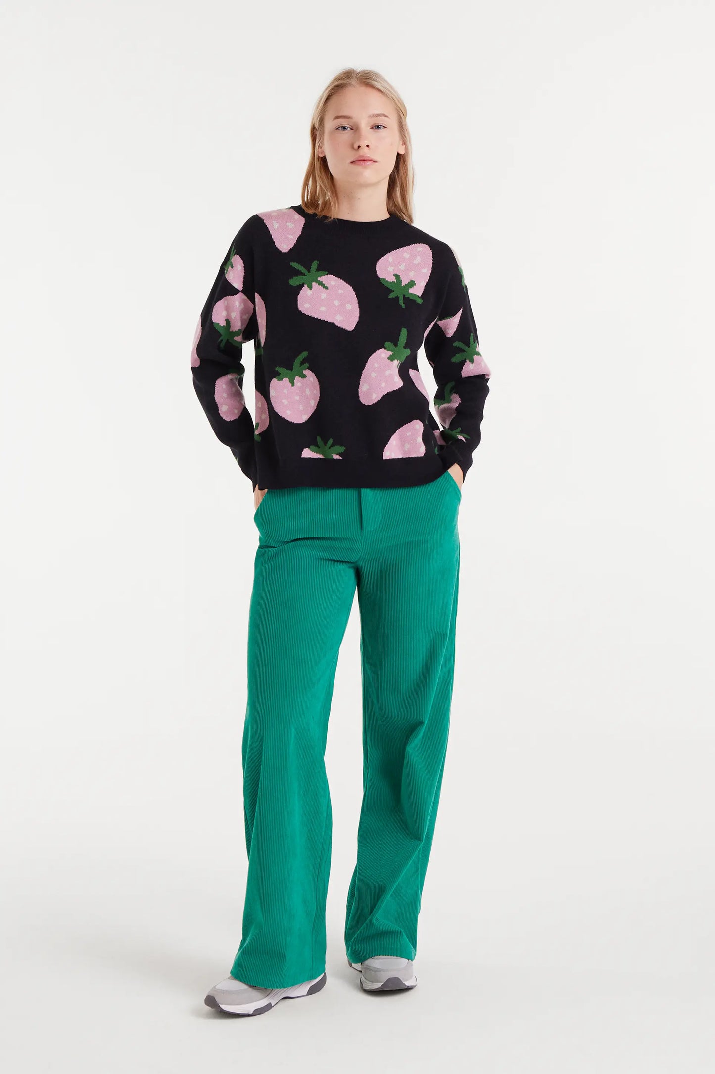 Maglione in maglia jacquard con stampa Morango