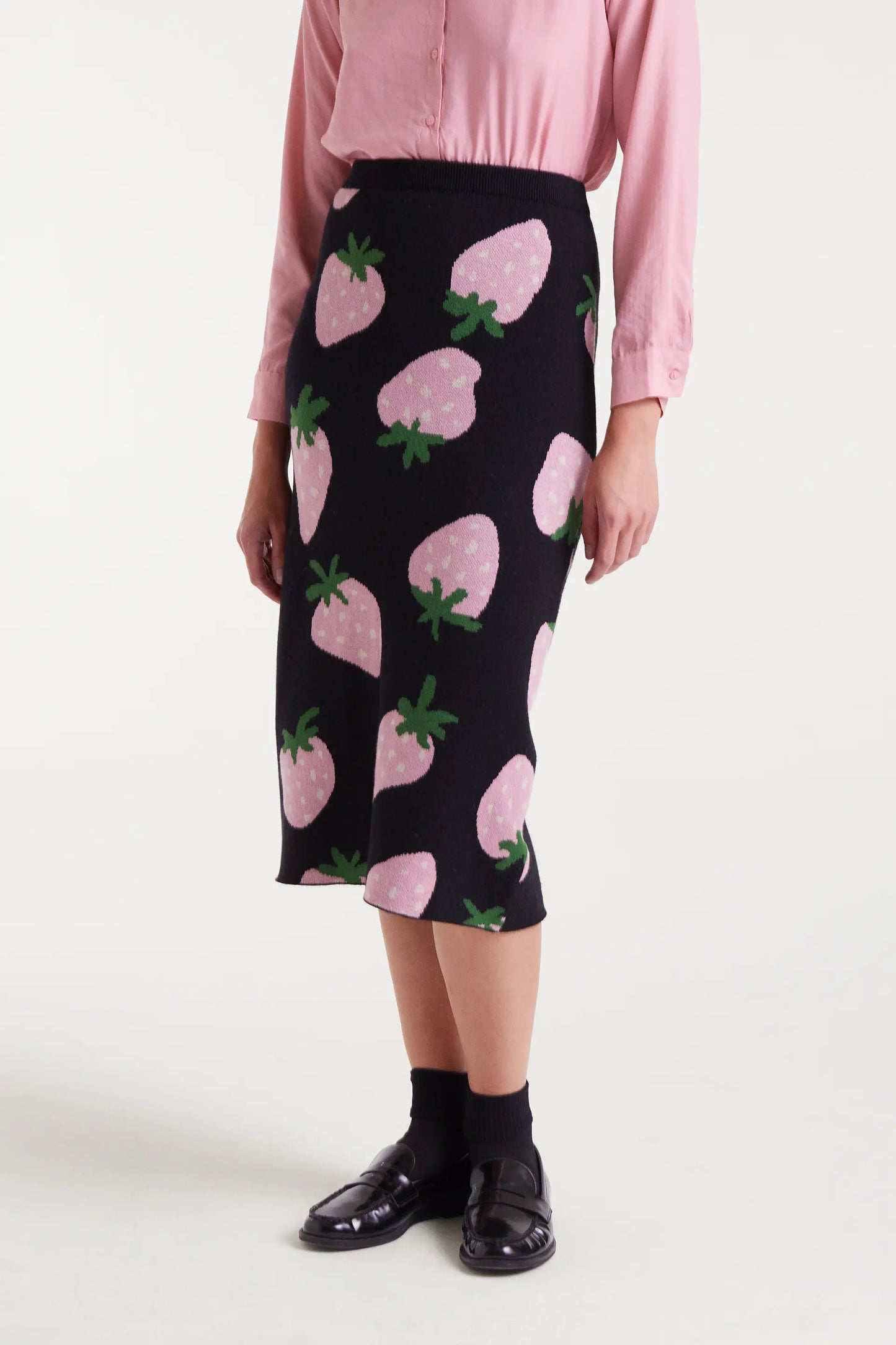 Falda midi jacquard con estampado Morango