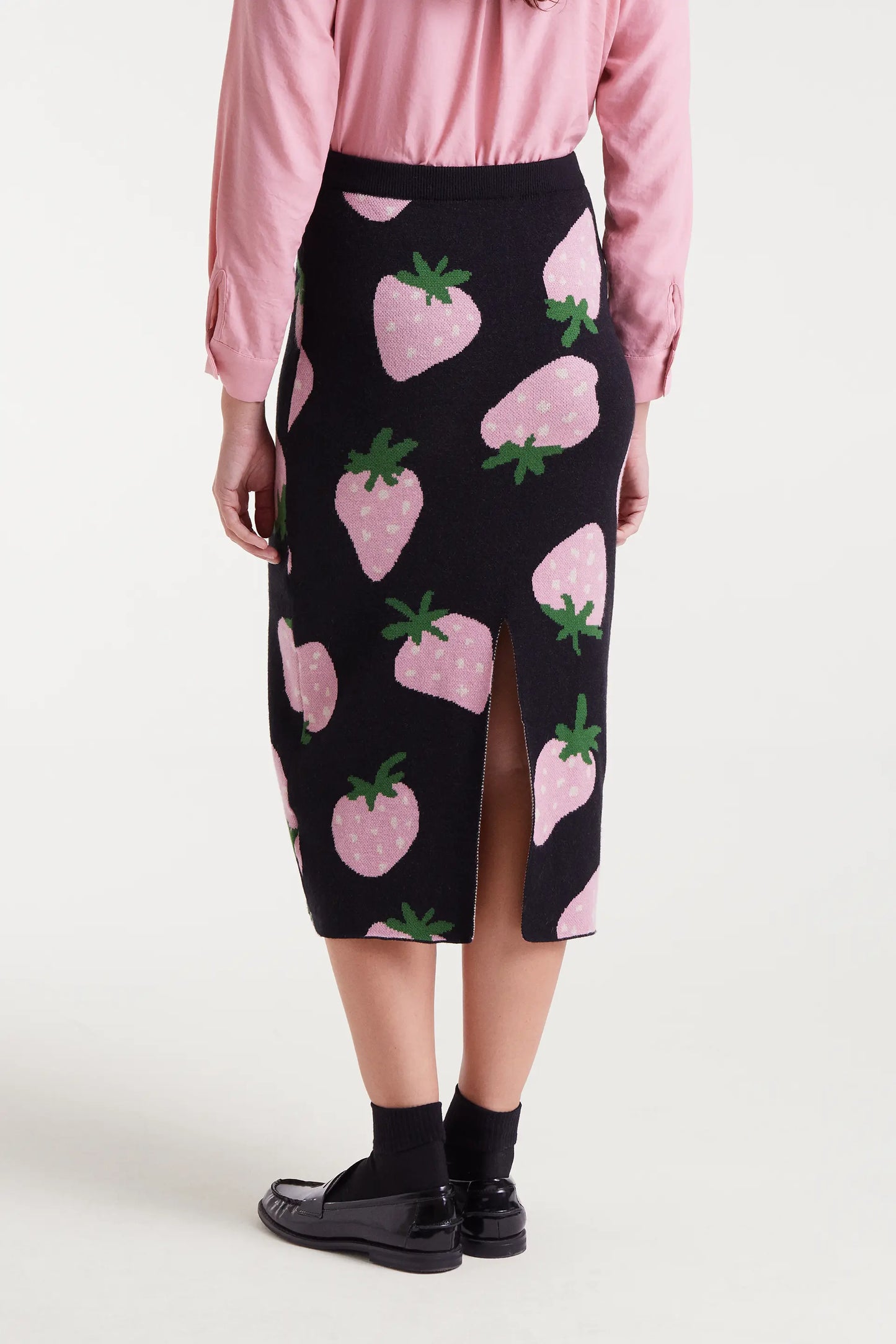 Falda midi jacquard con estampado Morango