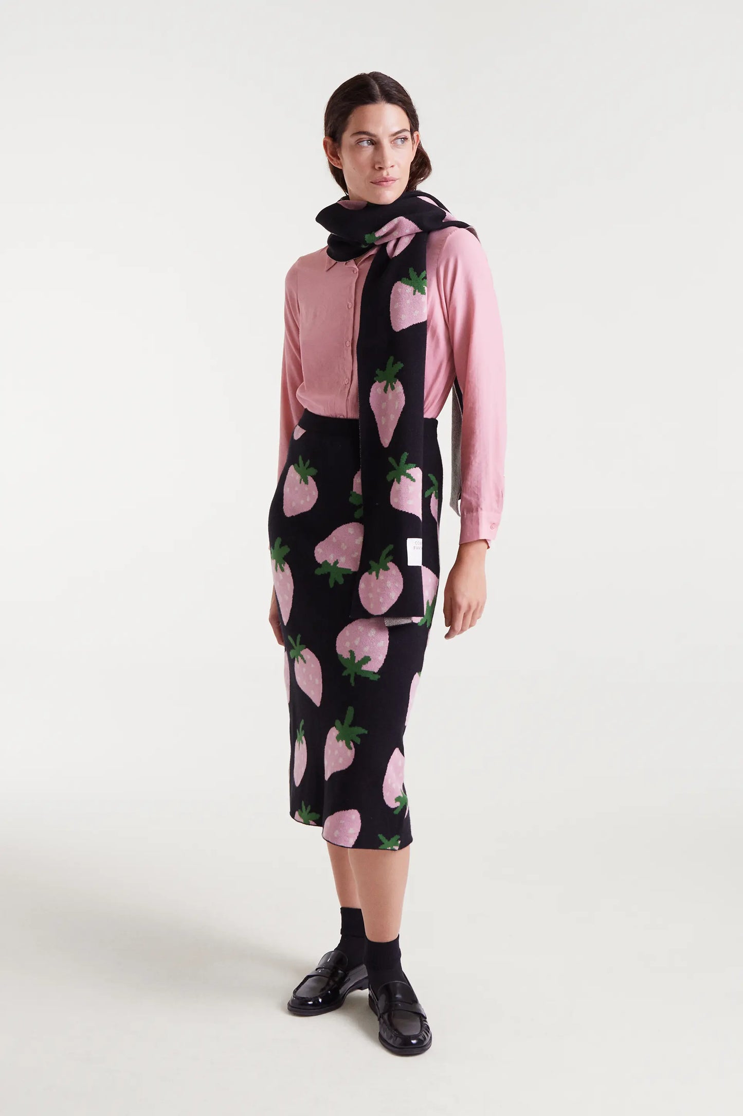 Falda midi jacquard con estampado Morango