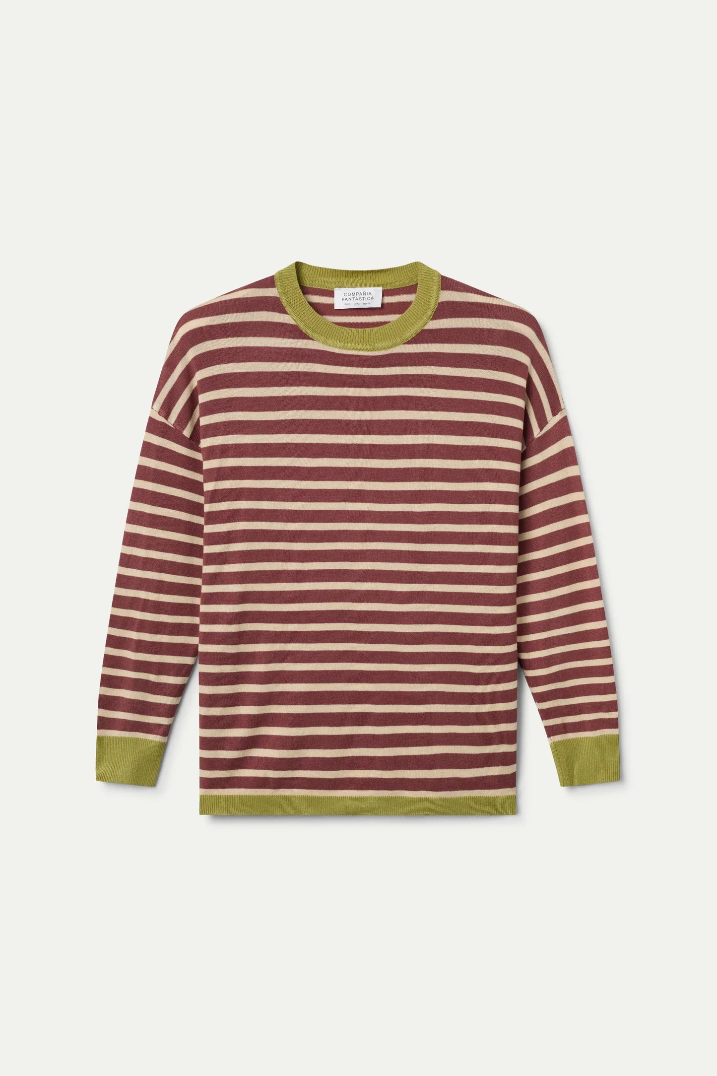 Maglione lavorato a maglia a righe marroni e bianche