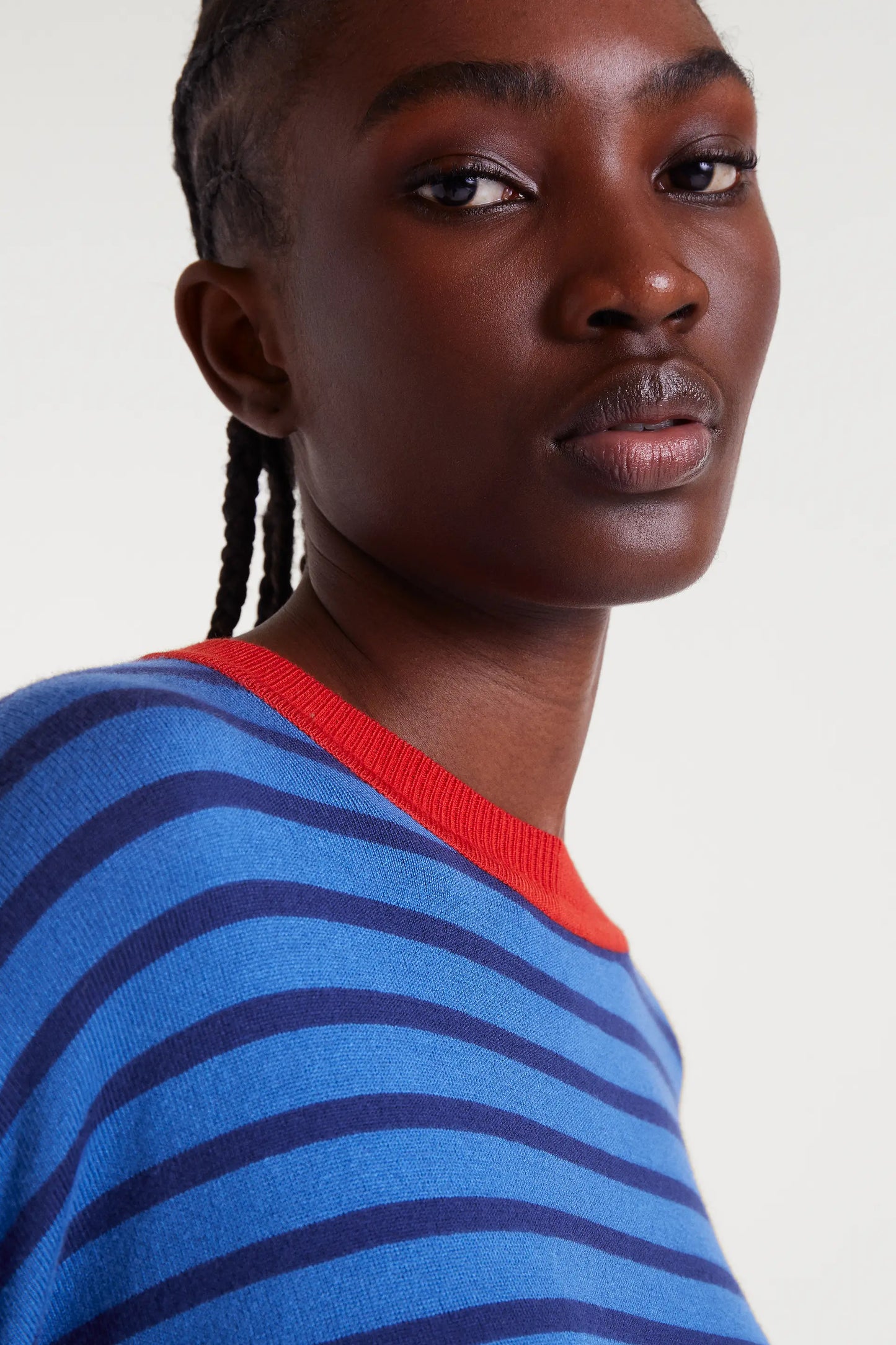 Blue striped knit sweater