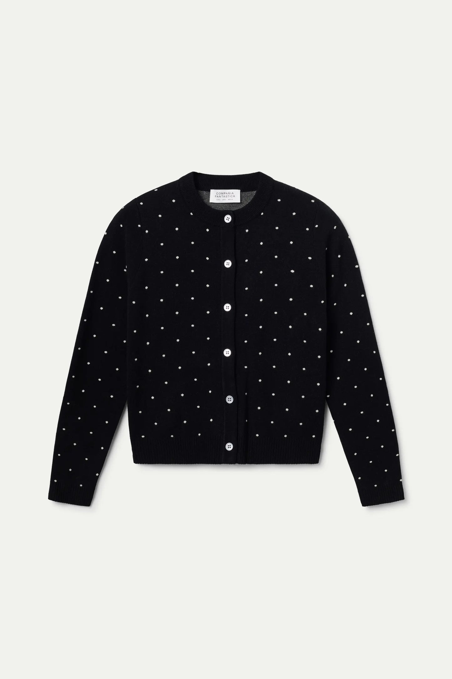 Jacquard cardigan with white mini dots