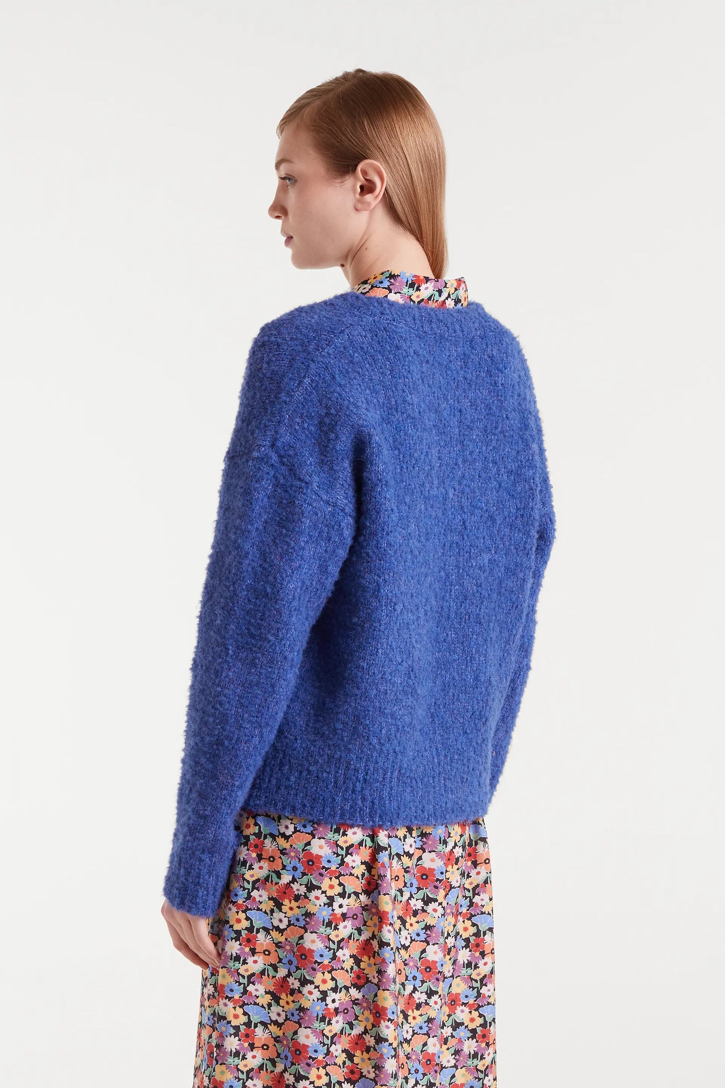 Blue textured knit sweater
