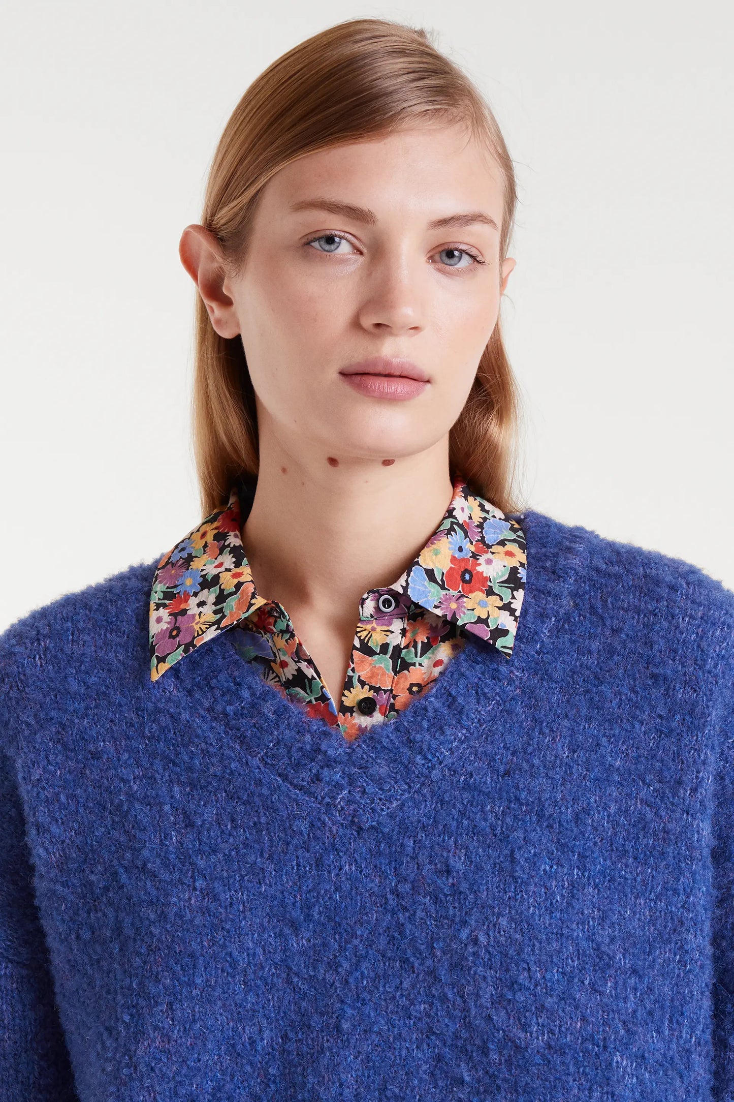 Blue textured knit sweater