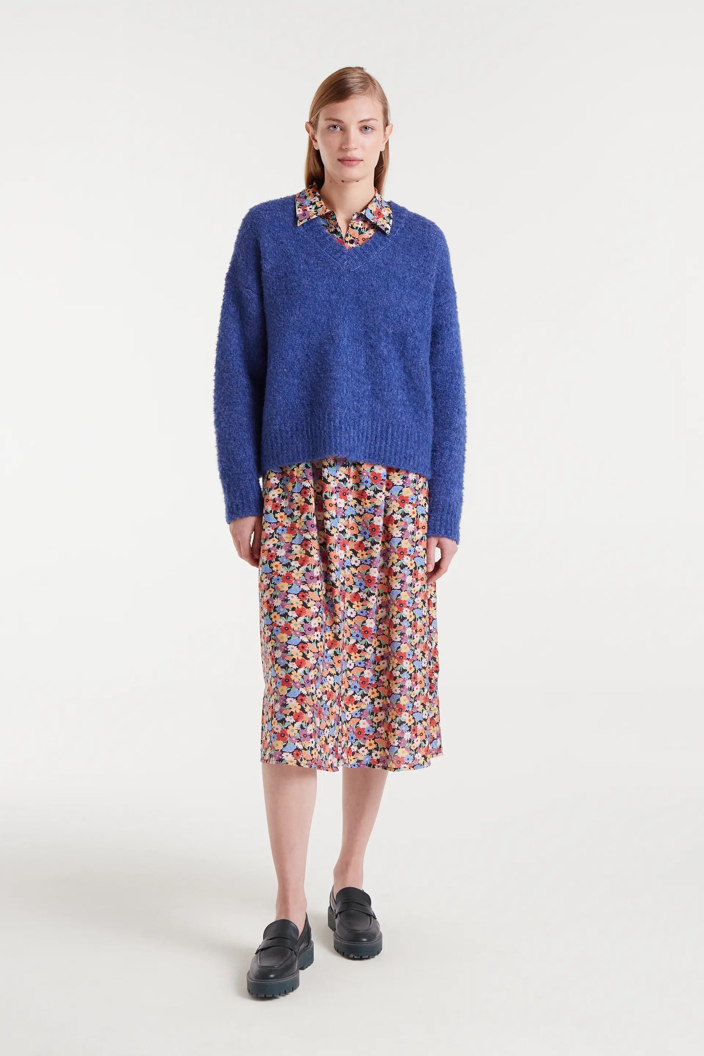 Blue textured knit sweater