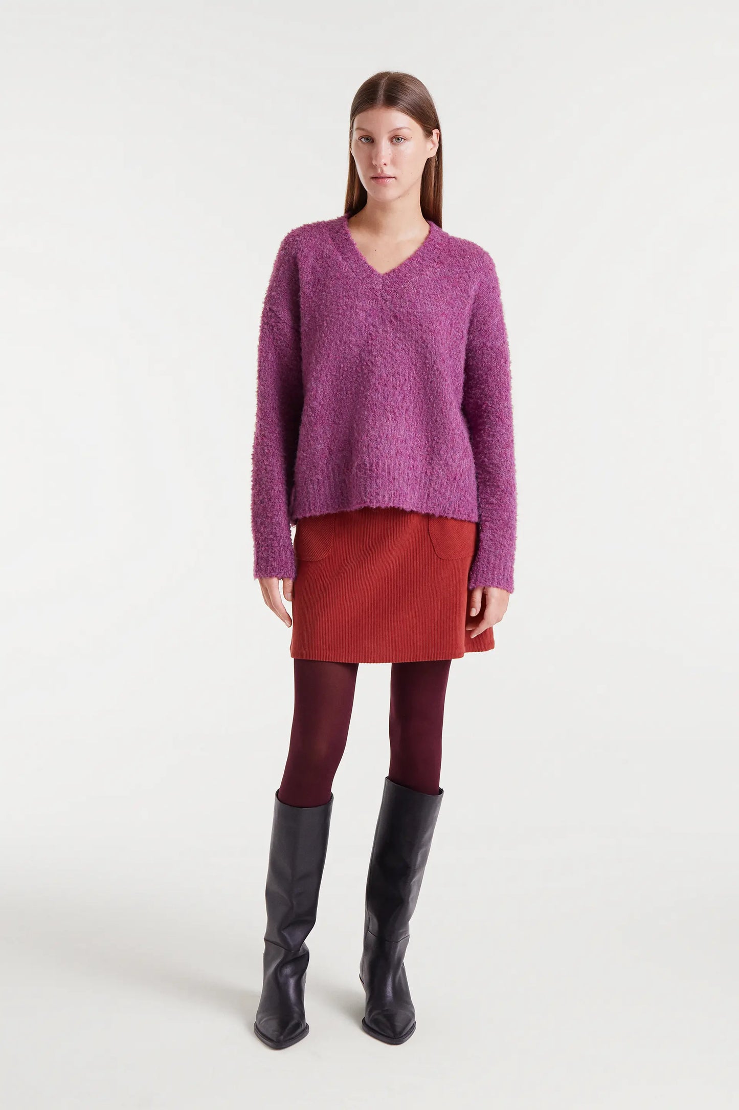 Maglione lavorato a maglia con texture di bouganville