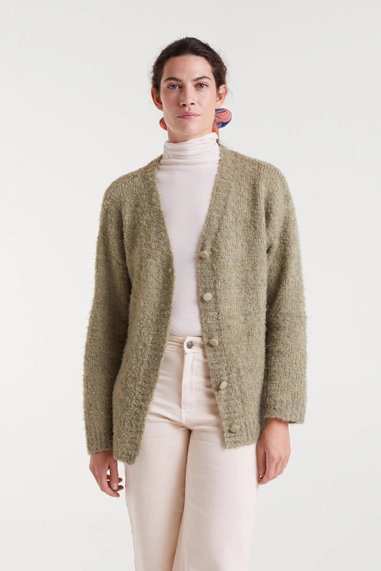 Chaqueta larga con textura verde