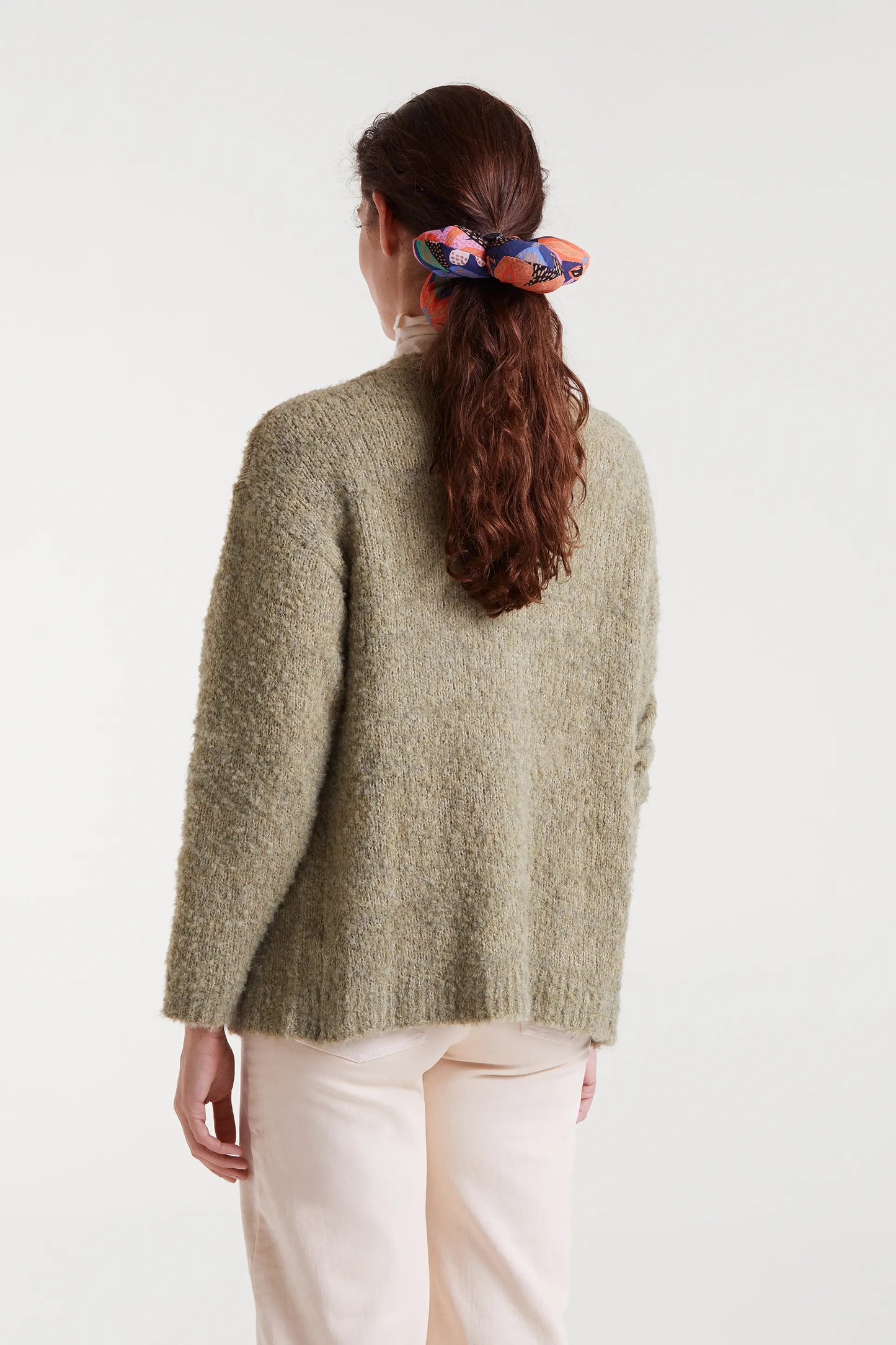 Giacca lunga verde testurizzata