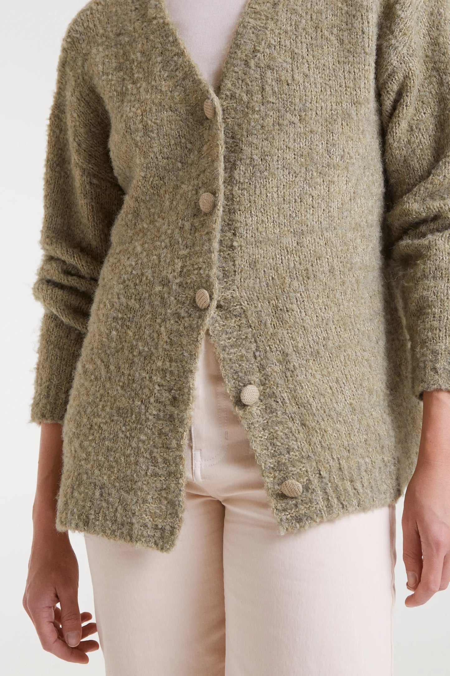 Giacca lunga verde testurizzata