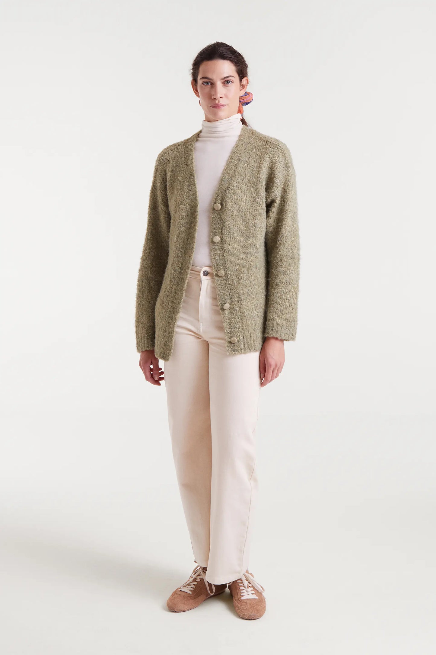 Giacca lunga verde testurizzata