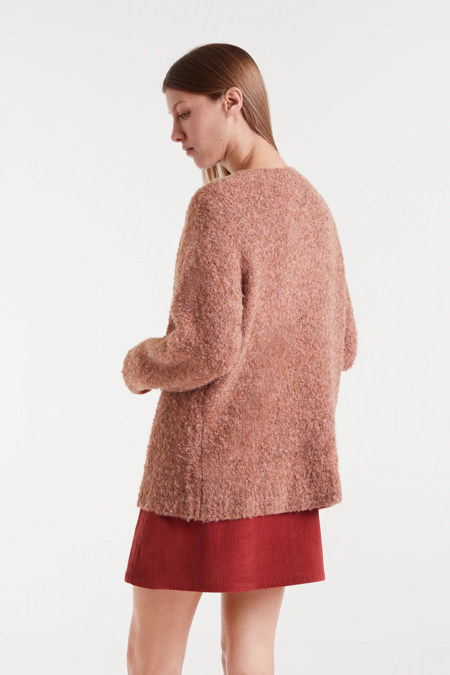 Chaqueta larga con textura camel