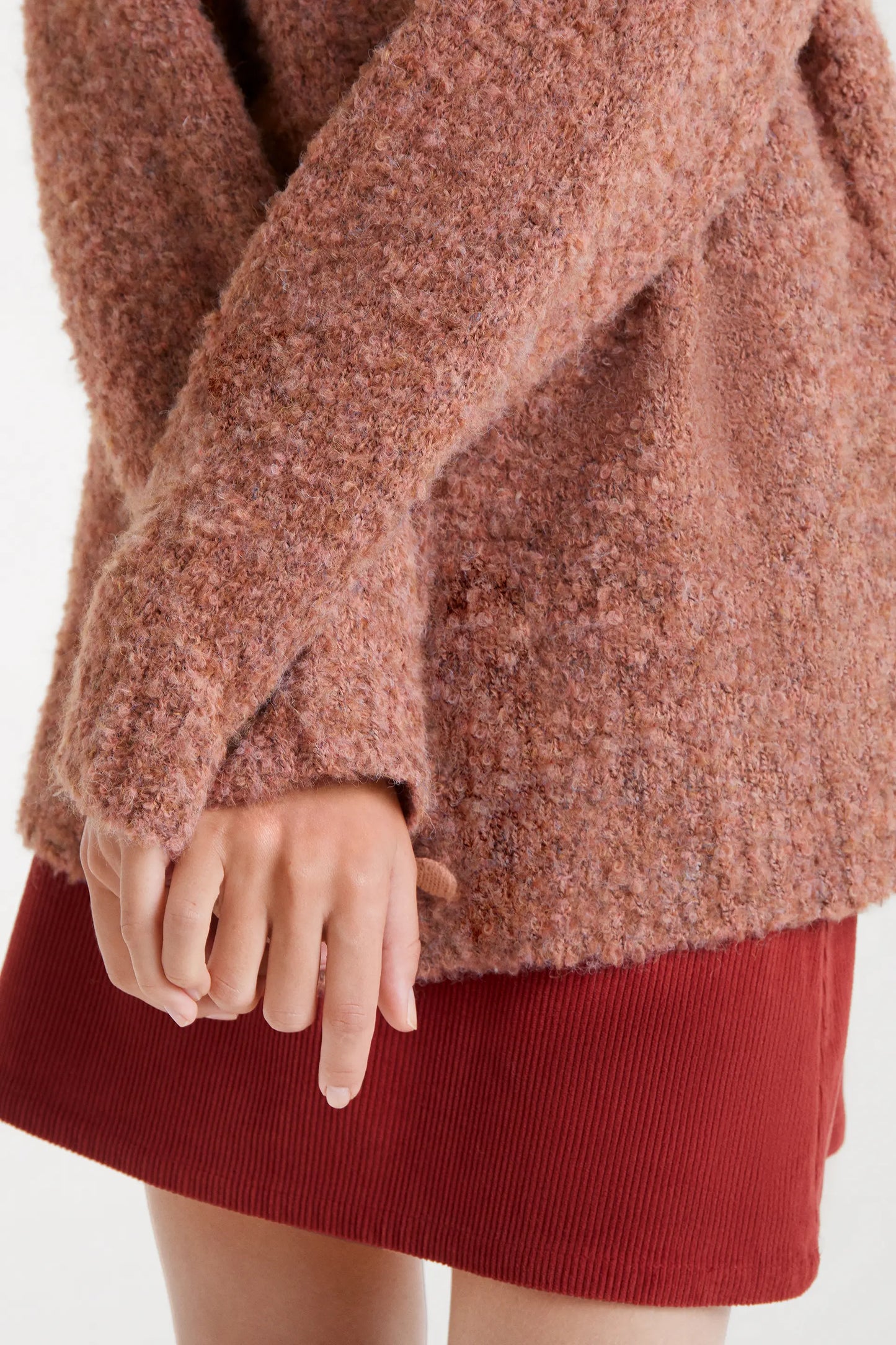 Chaqueta larga con textura camel