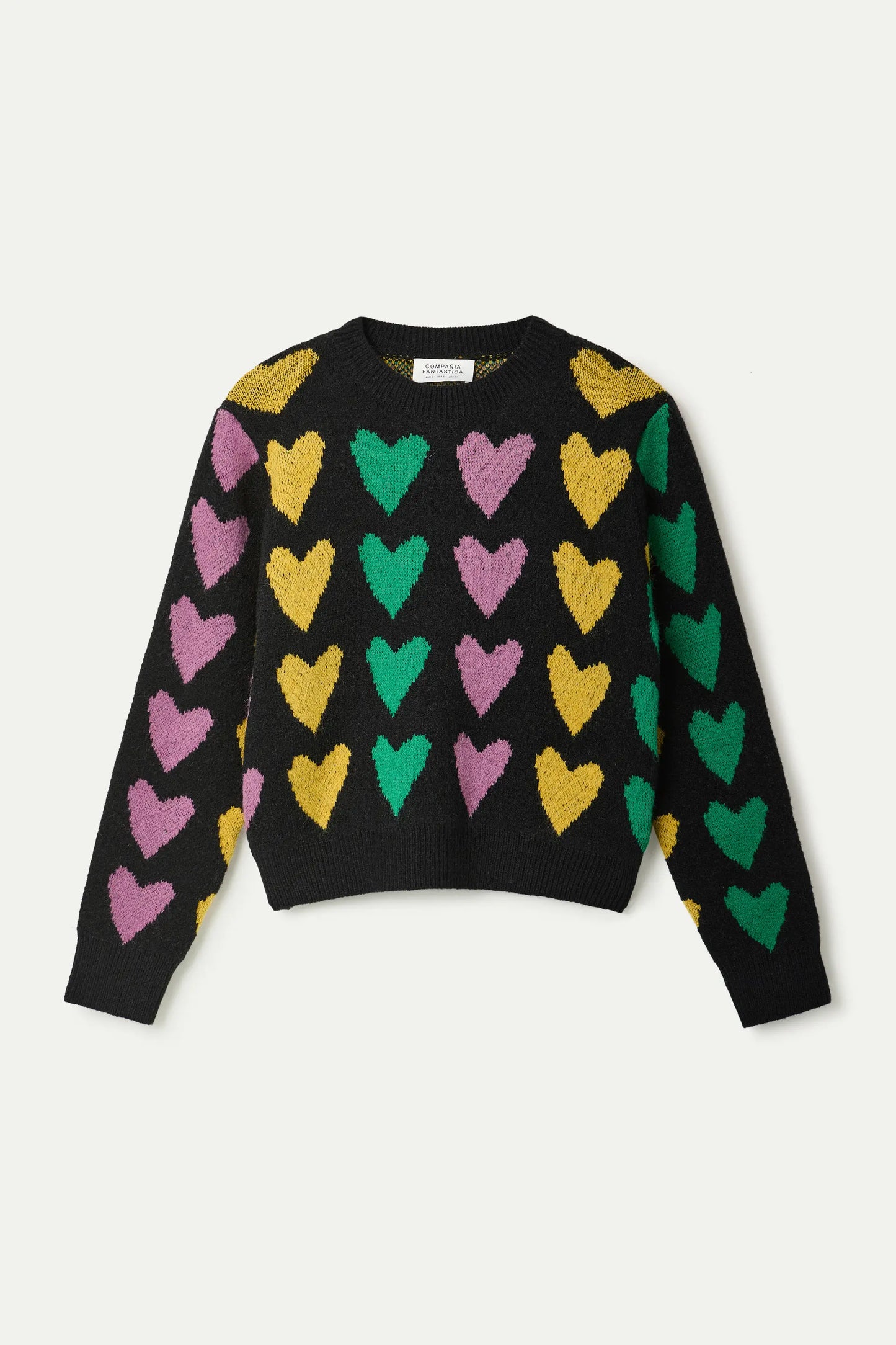 Jacquard knit sweater with Cupid lines print