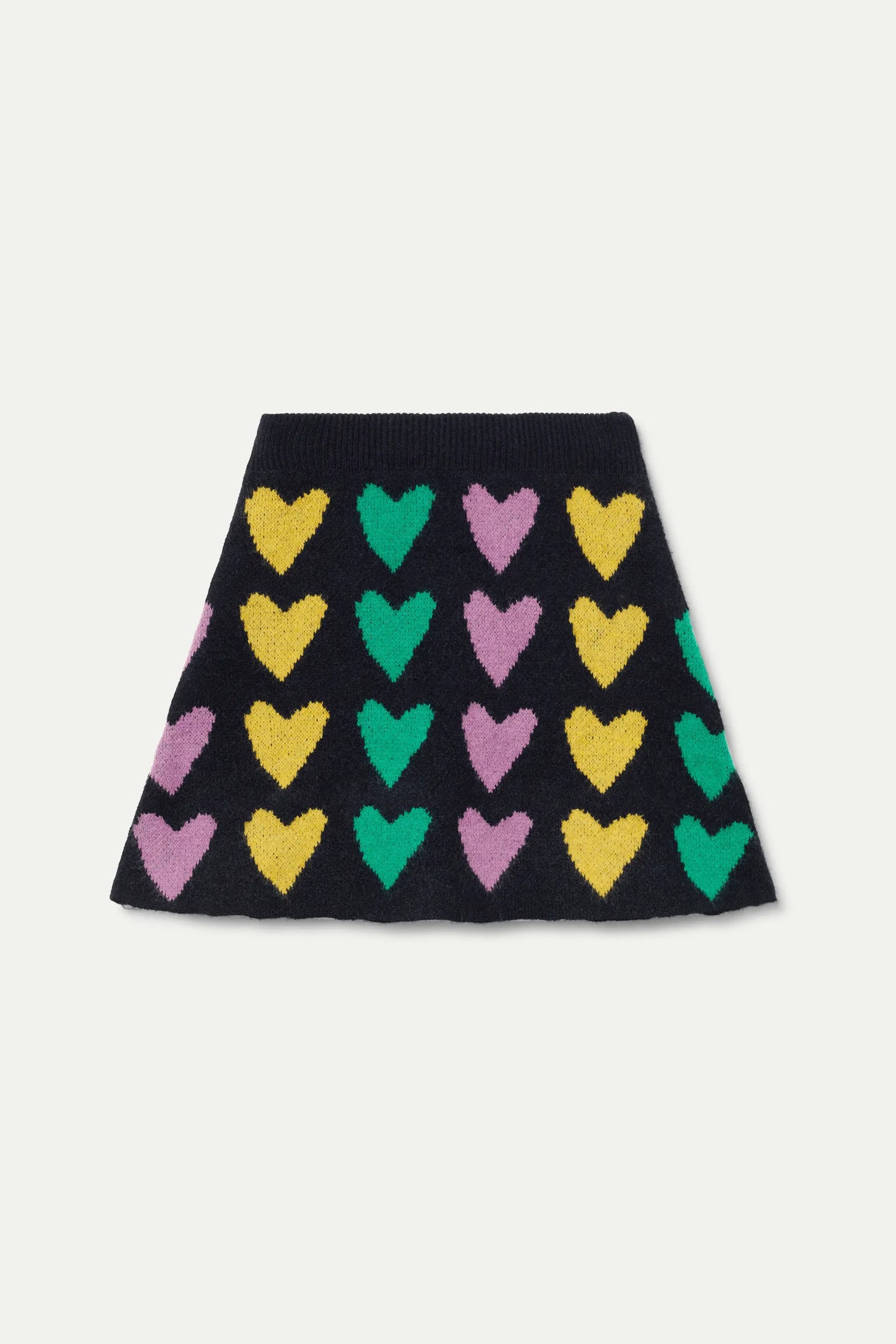 Short jacquard knit skirt with Cupid lines print
