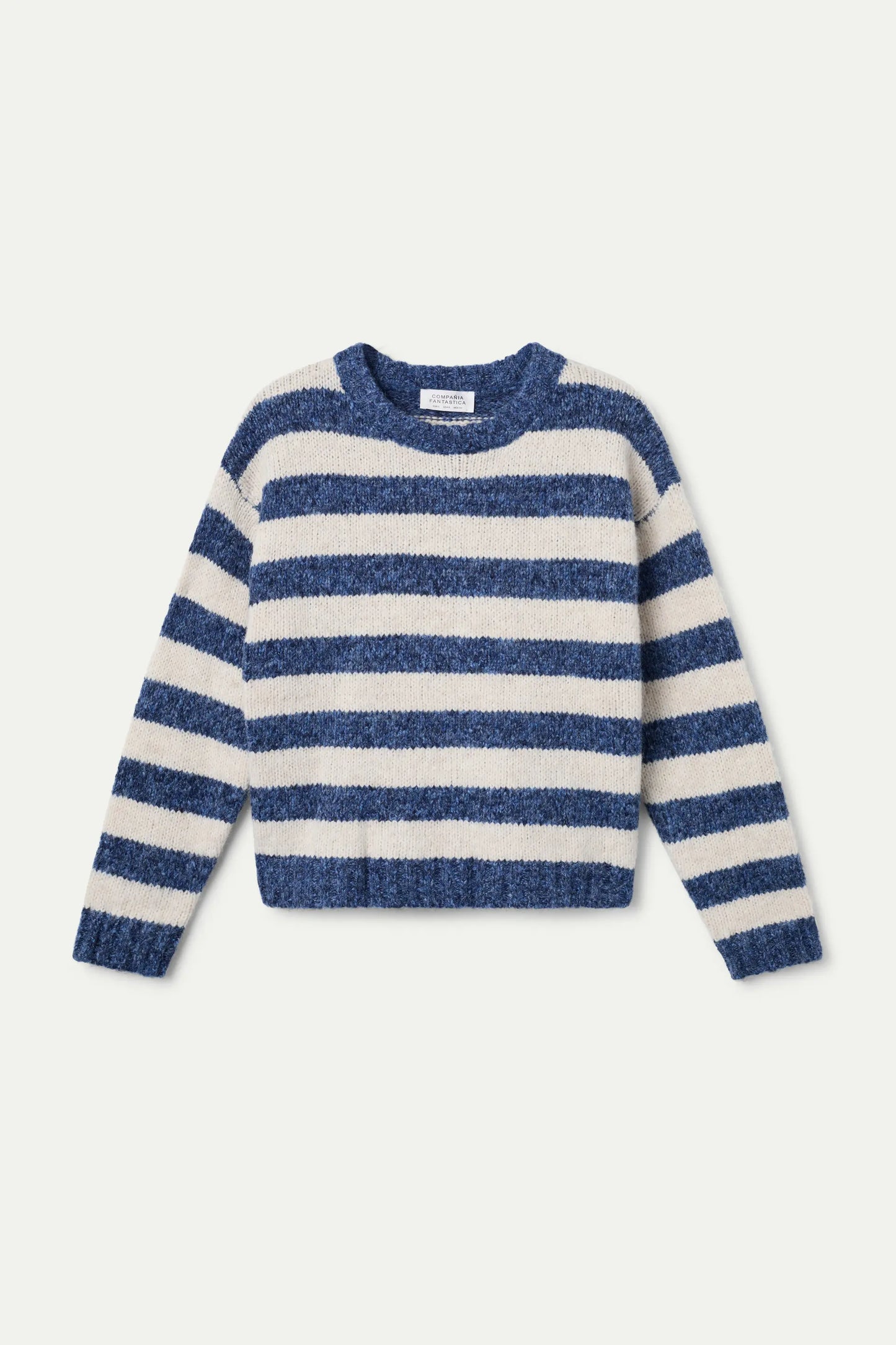 Maglione lavorato a maglia con strisce bianche e viola