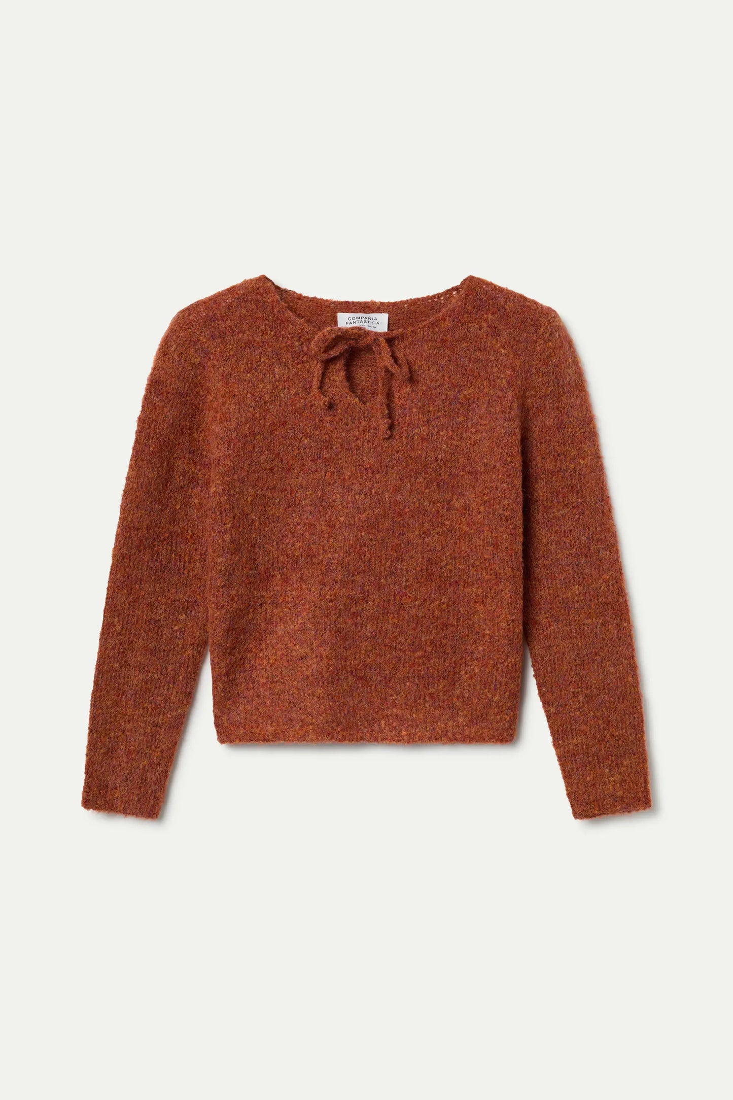 Maglione lavorato a maglia arancione testurizzato