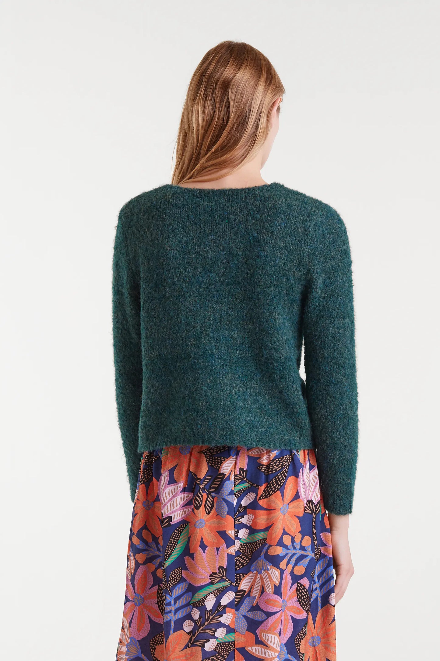 Maglione lavorato a maglia verde testurizzato