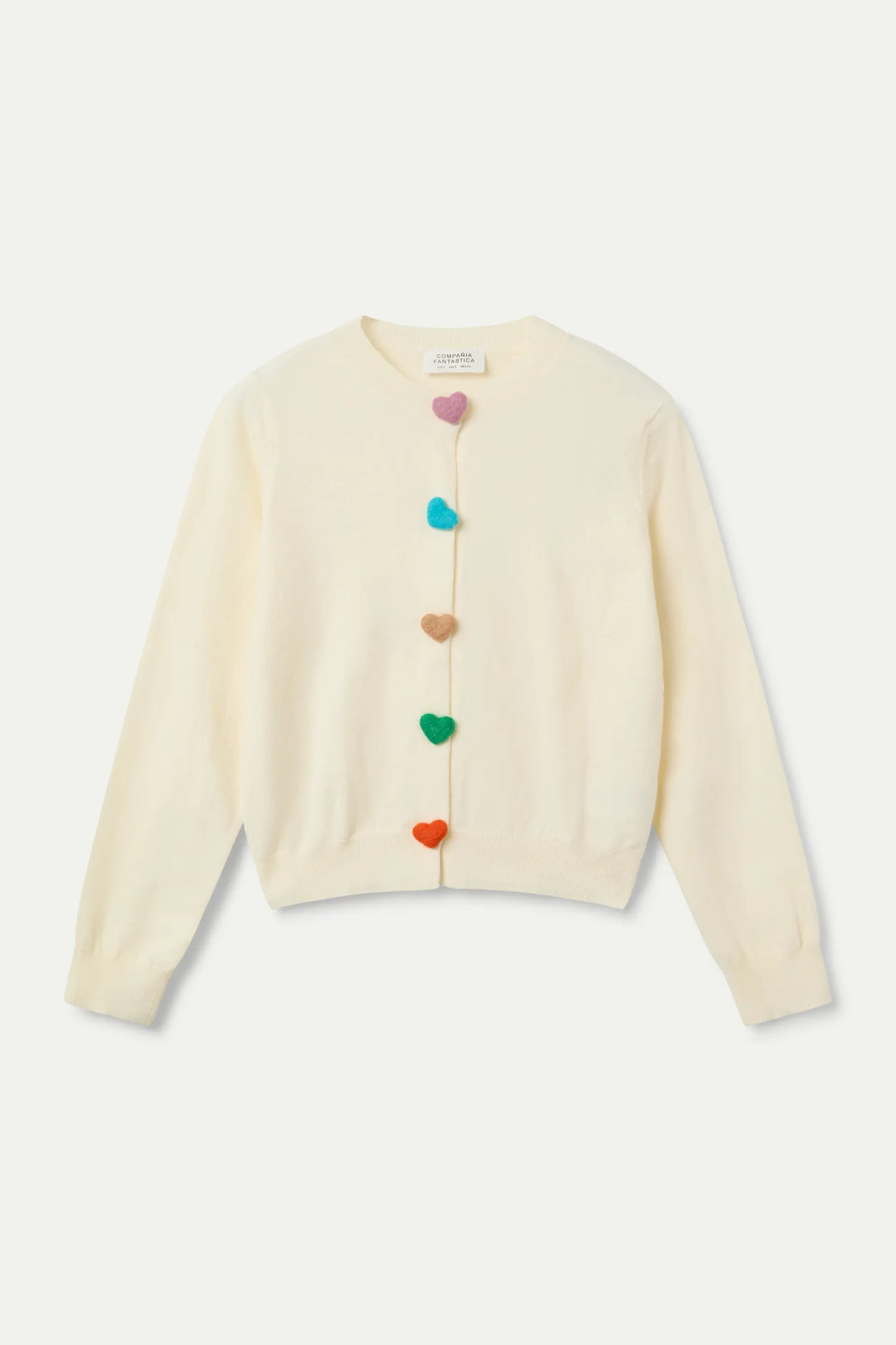 Cárdigan punto con detalle de corazones blanco