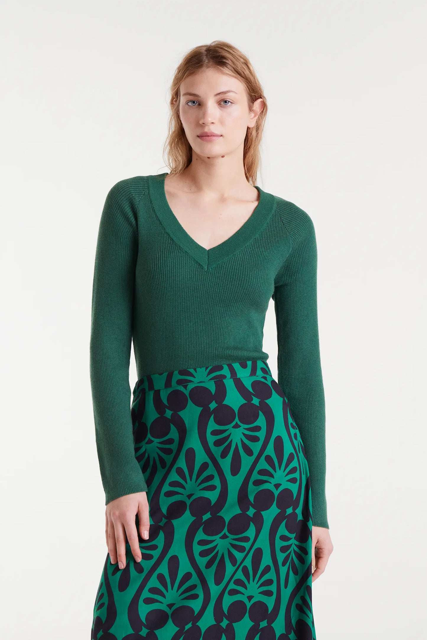 Top punto canalé verde