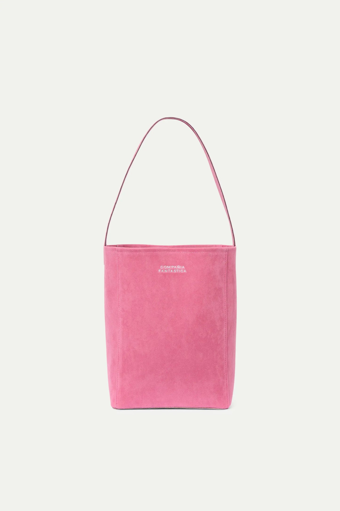 Bolso de hombro con gamuza rosa