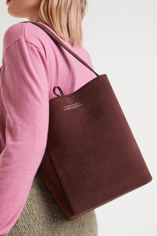 Bolso de hombro con gamuza marrón