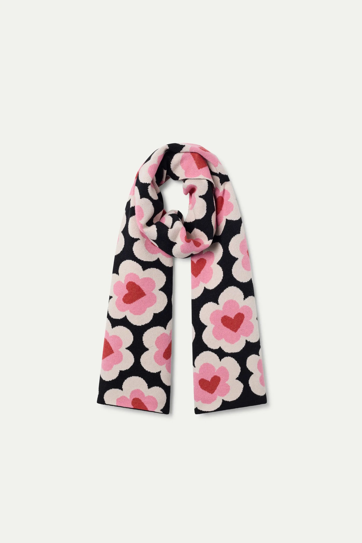 Sweetheart print jacquard knit scarf