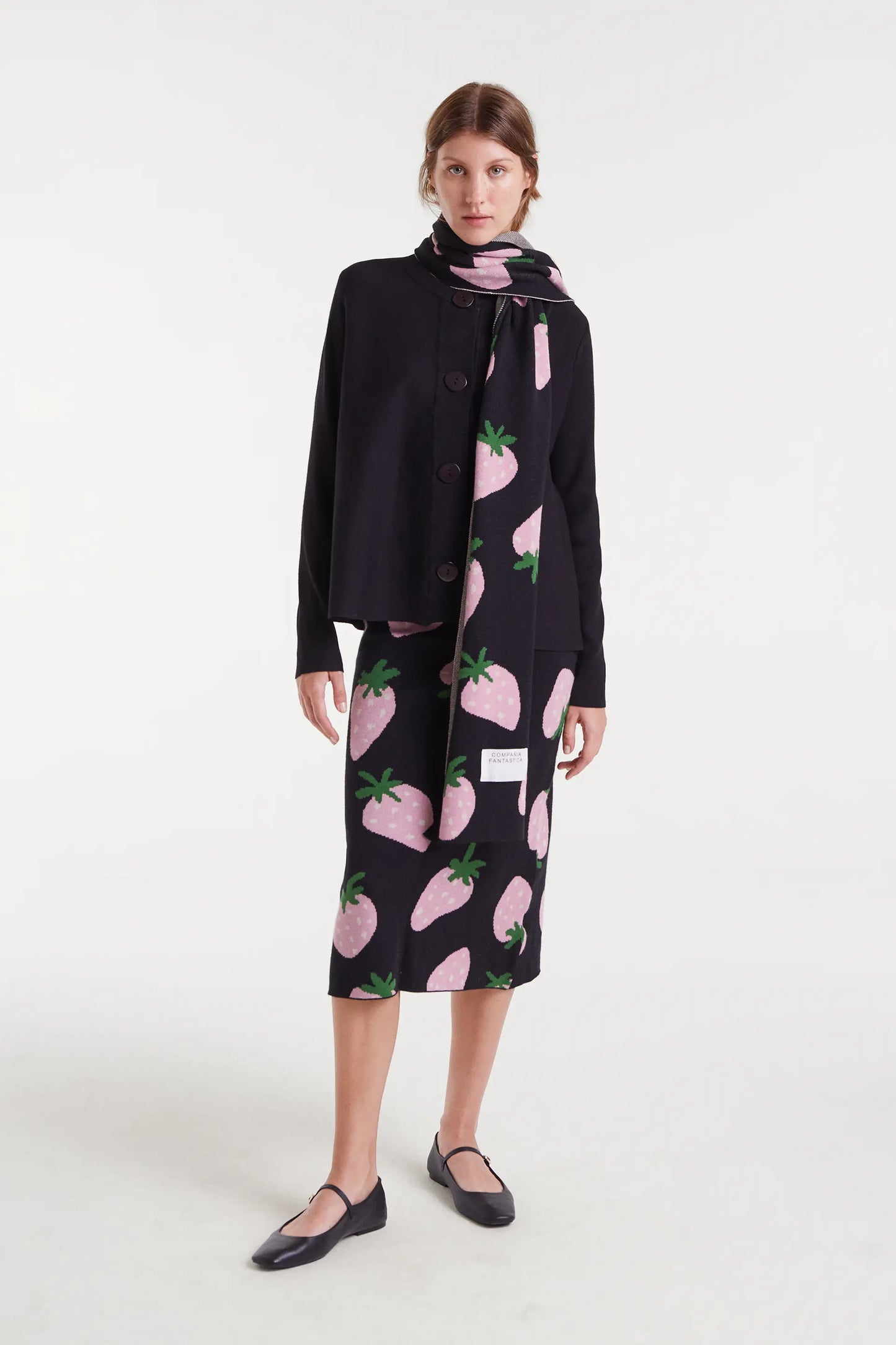 Morango printed jacquard knit scarf