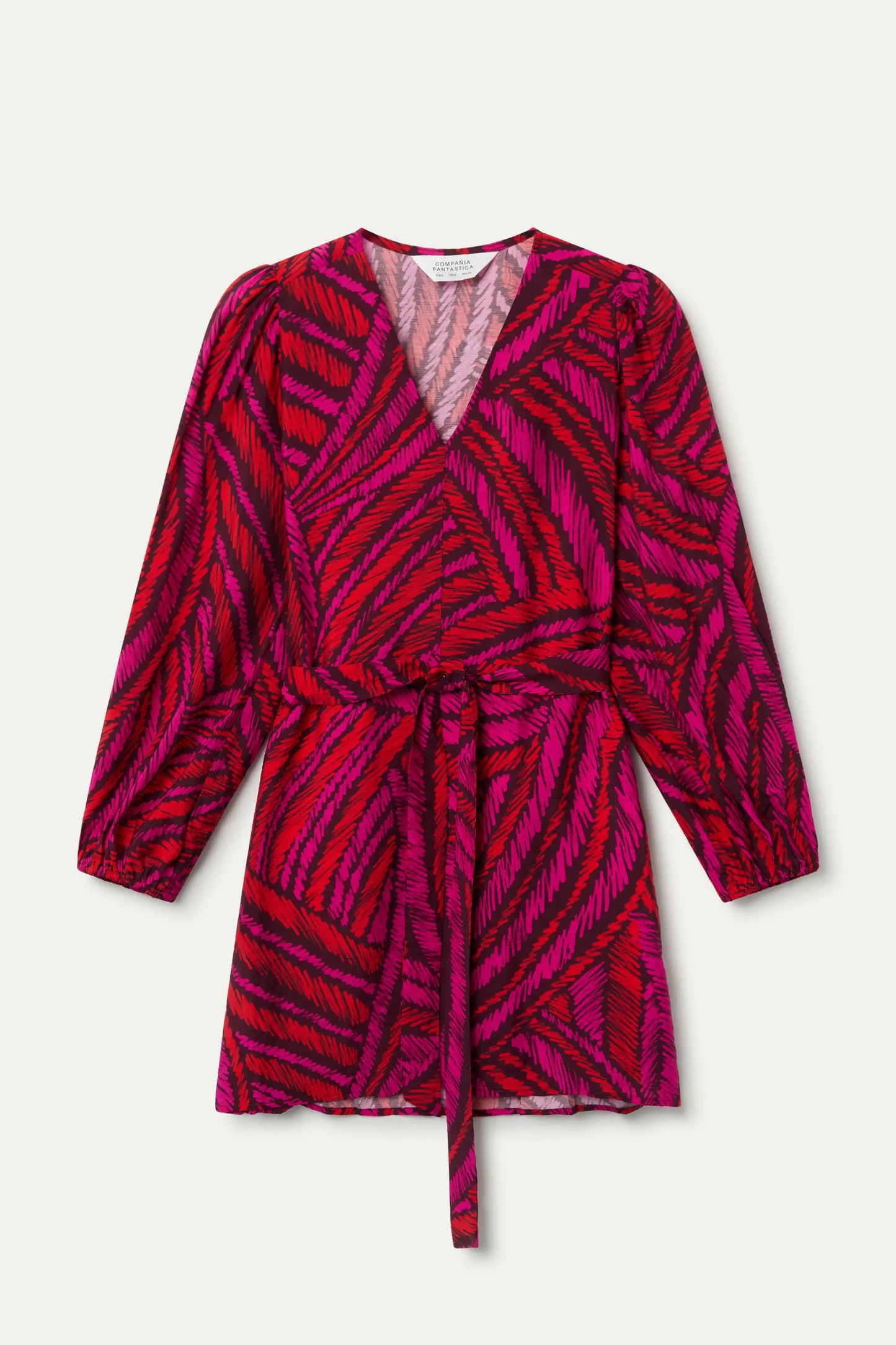 Abito corto in crêpe leggero con stampa Fedora