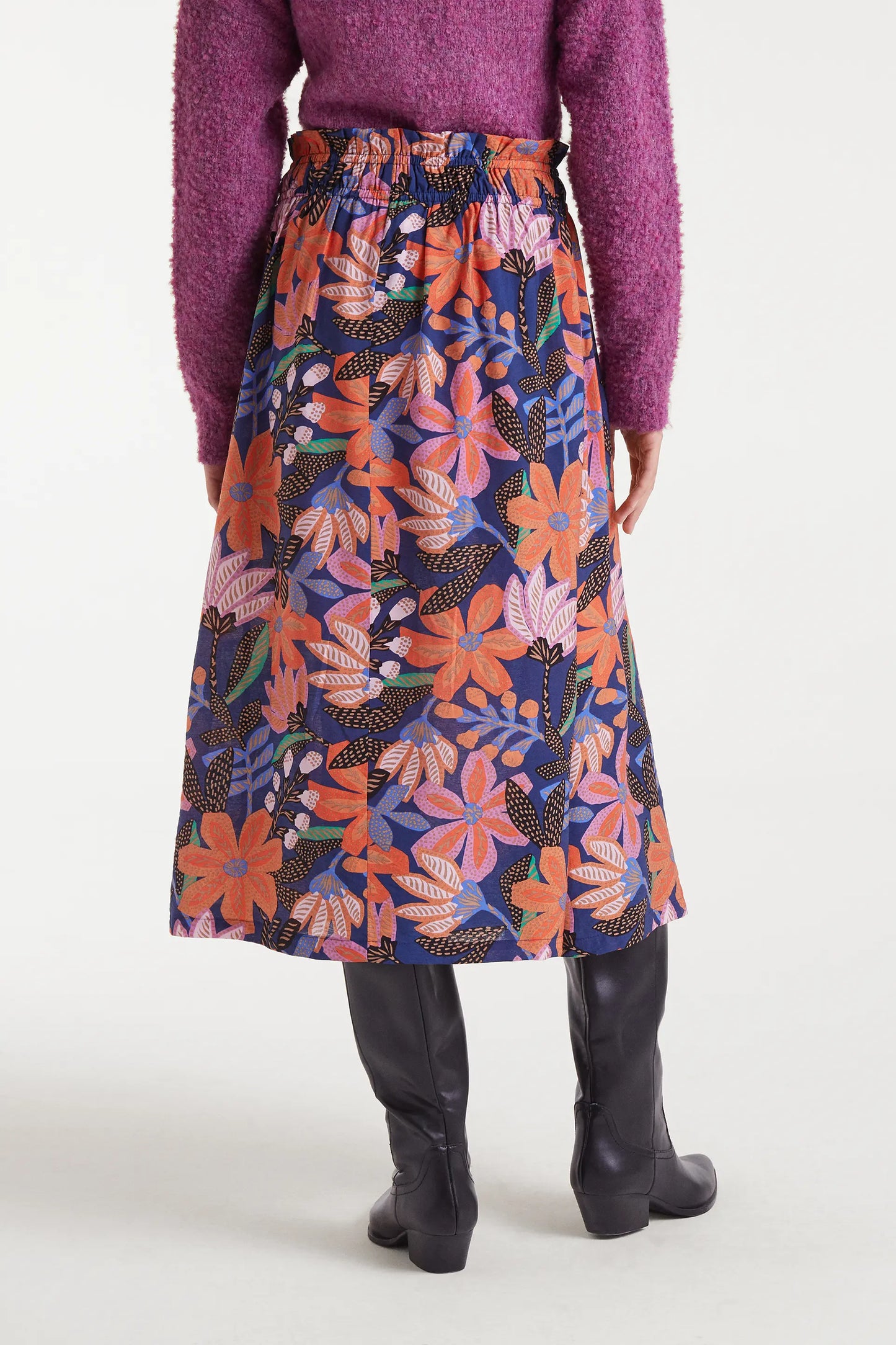 Lightweight crepe midi skirt with Tigerlily print