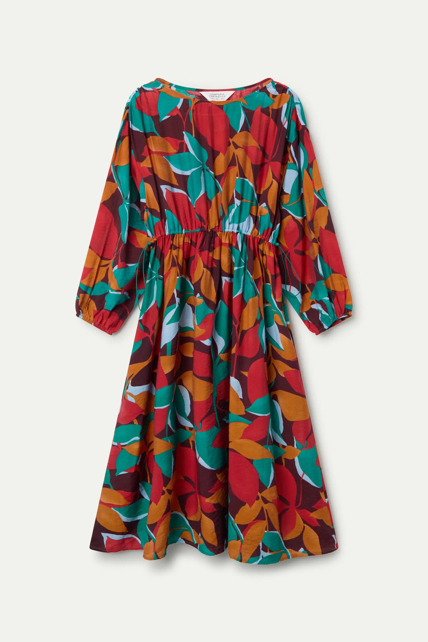 Abito midi in crêpe leggero con stampa Ponziana